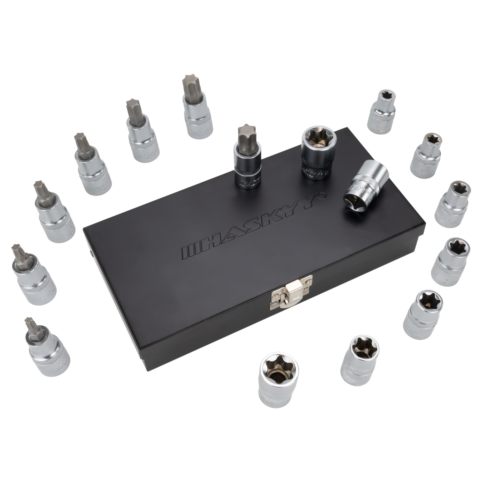 Torx-Steckschlüssel-Bit-Einsatz-Set 1/2" - E10-E24 - T30-T70