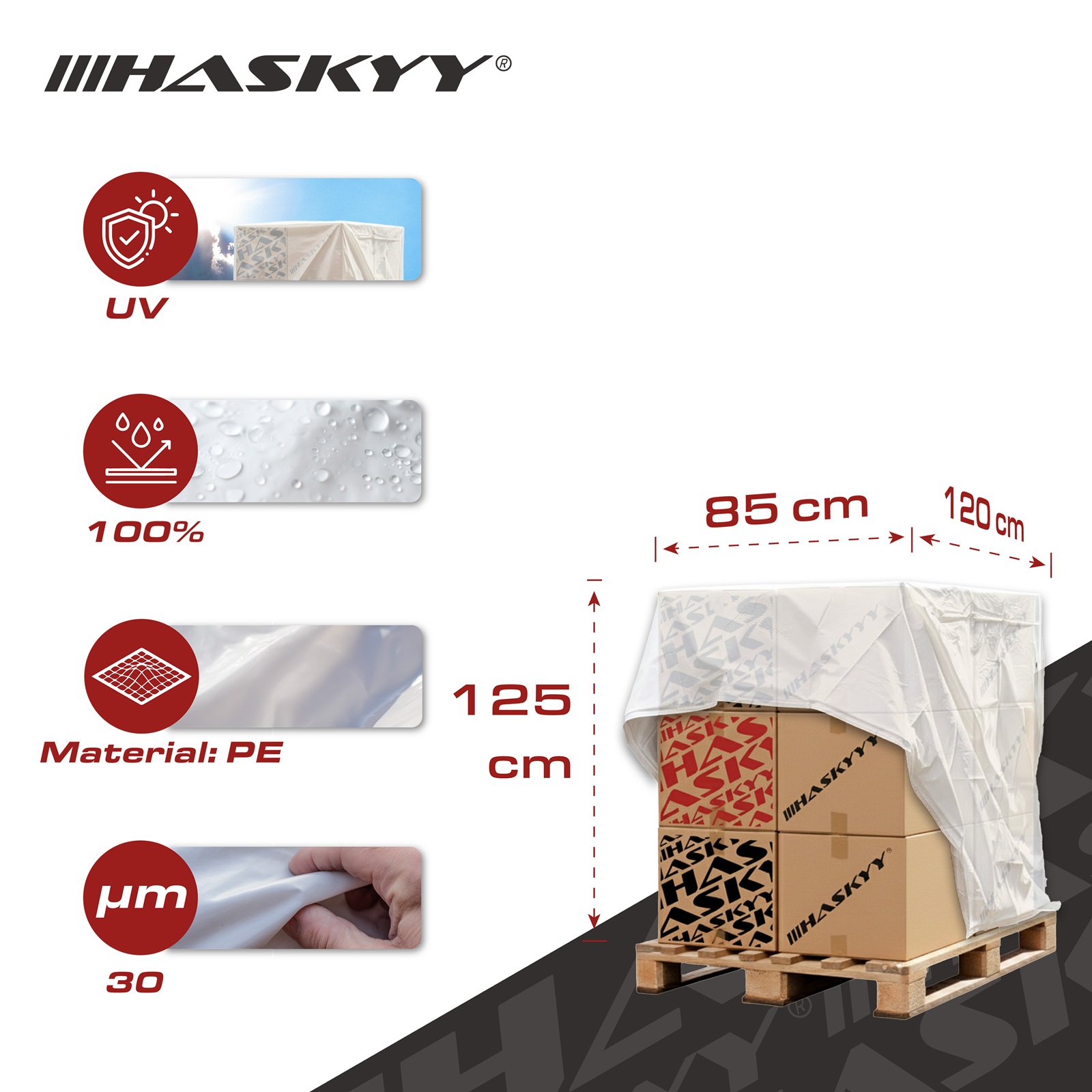 HASKYY Palettehaube Abdeckhauben Schutzhülle 125x85x120 cm Innenbereich