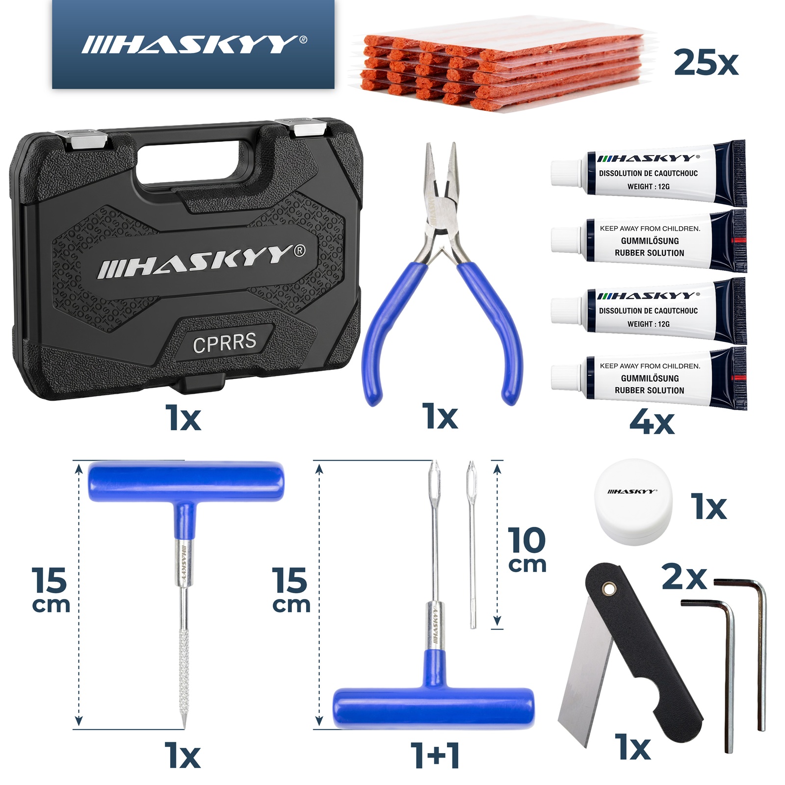 HASKYY Auto PKW Reifenreparaturset 47-tlg Reifen Reparatur Set