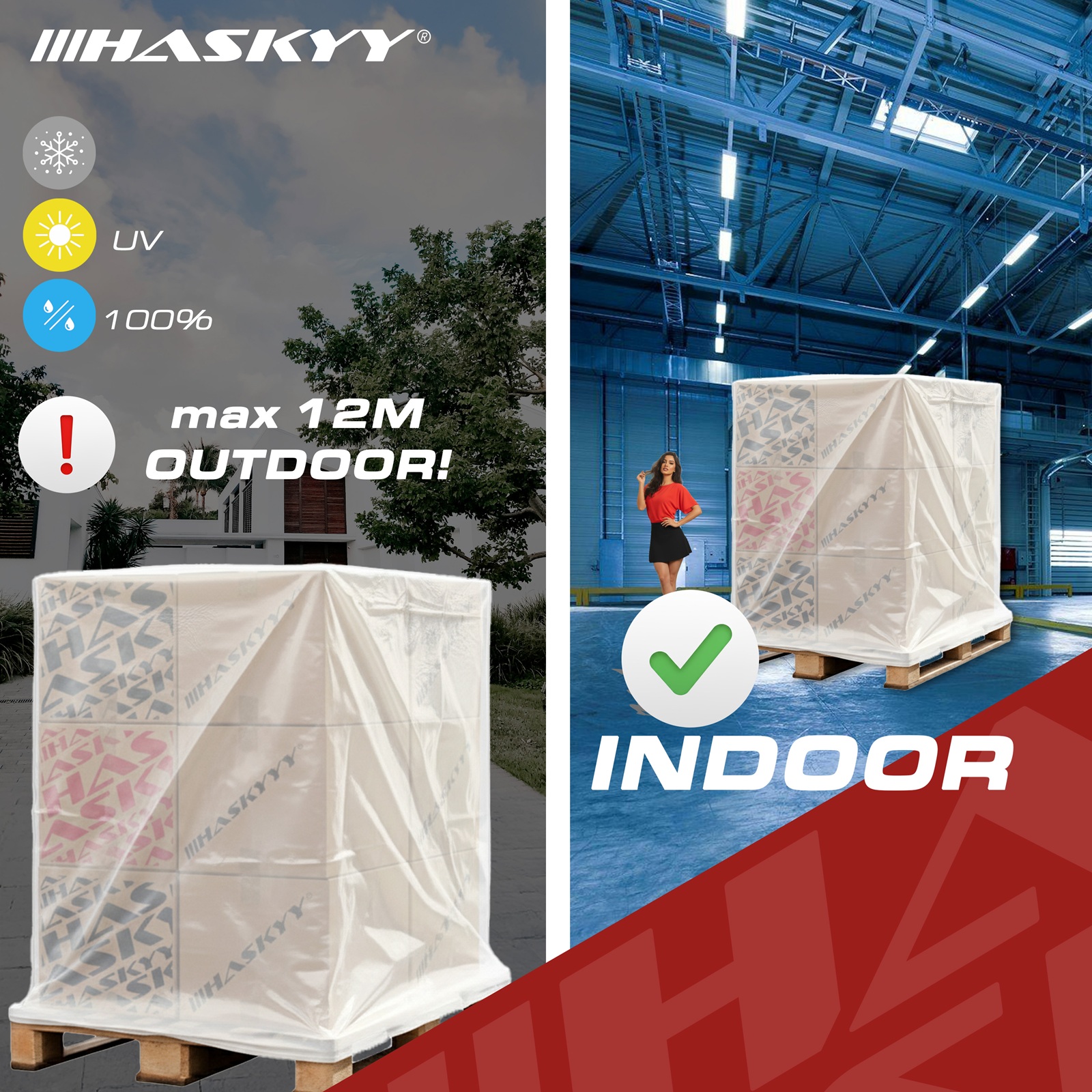 HASKYY Palettehaube Abdeckhauben Schutzhülle 125x85x120 cm Innenbereich