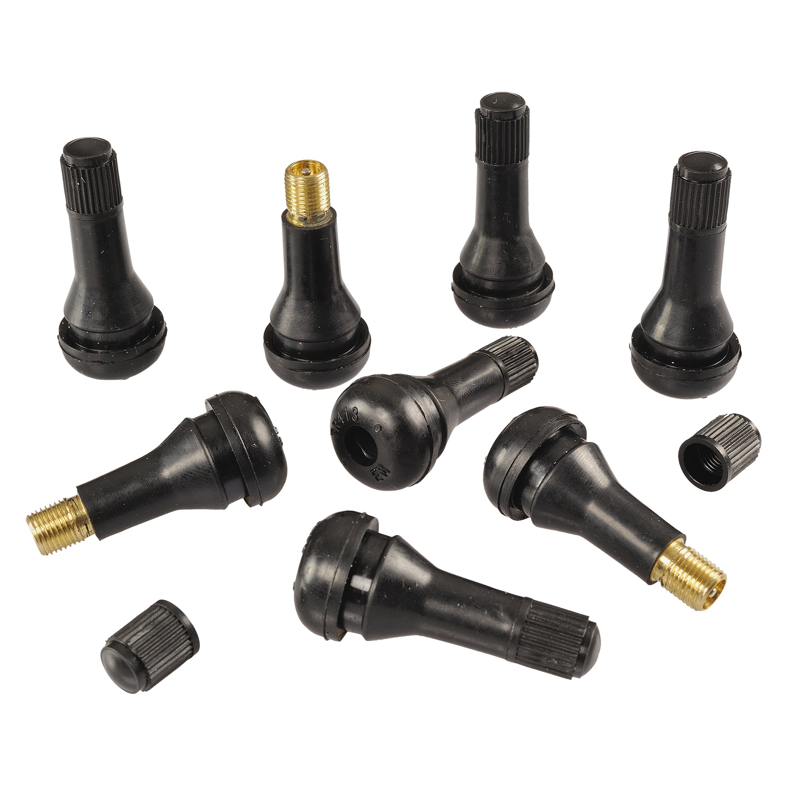 HASKYY Gummiventile Set TR413 & TR414 – je 100 Stück Snap-In PKW Ventile, EPDM, 11,3 mm Ventilloch, inkl. Ventilkappen