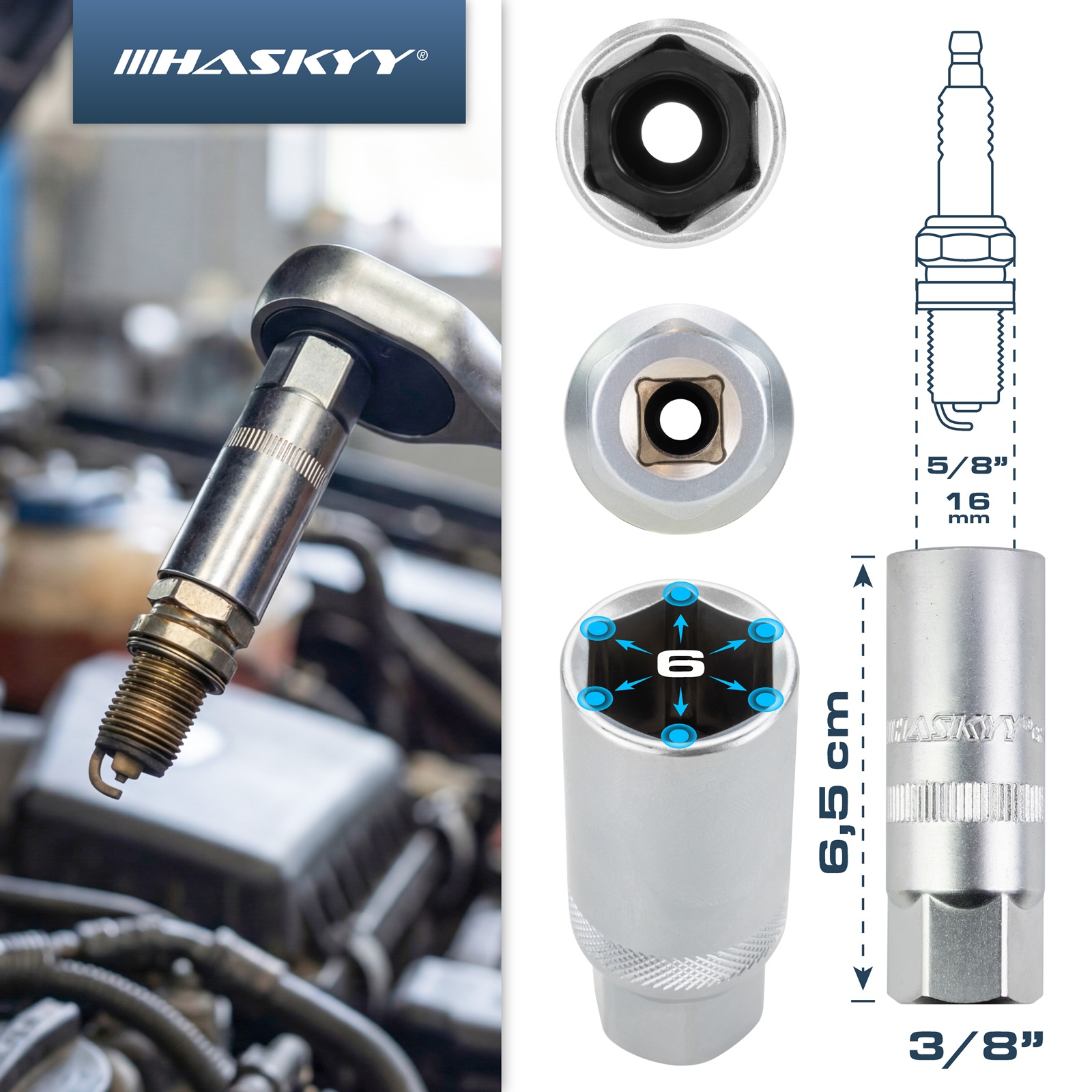 HASKYY 52 tlg. Werkzeugkoffer - Vielzahn Steckschlüssel & Bits Set mit Ratschenfunktion Zöllisch & Metrisch