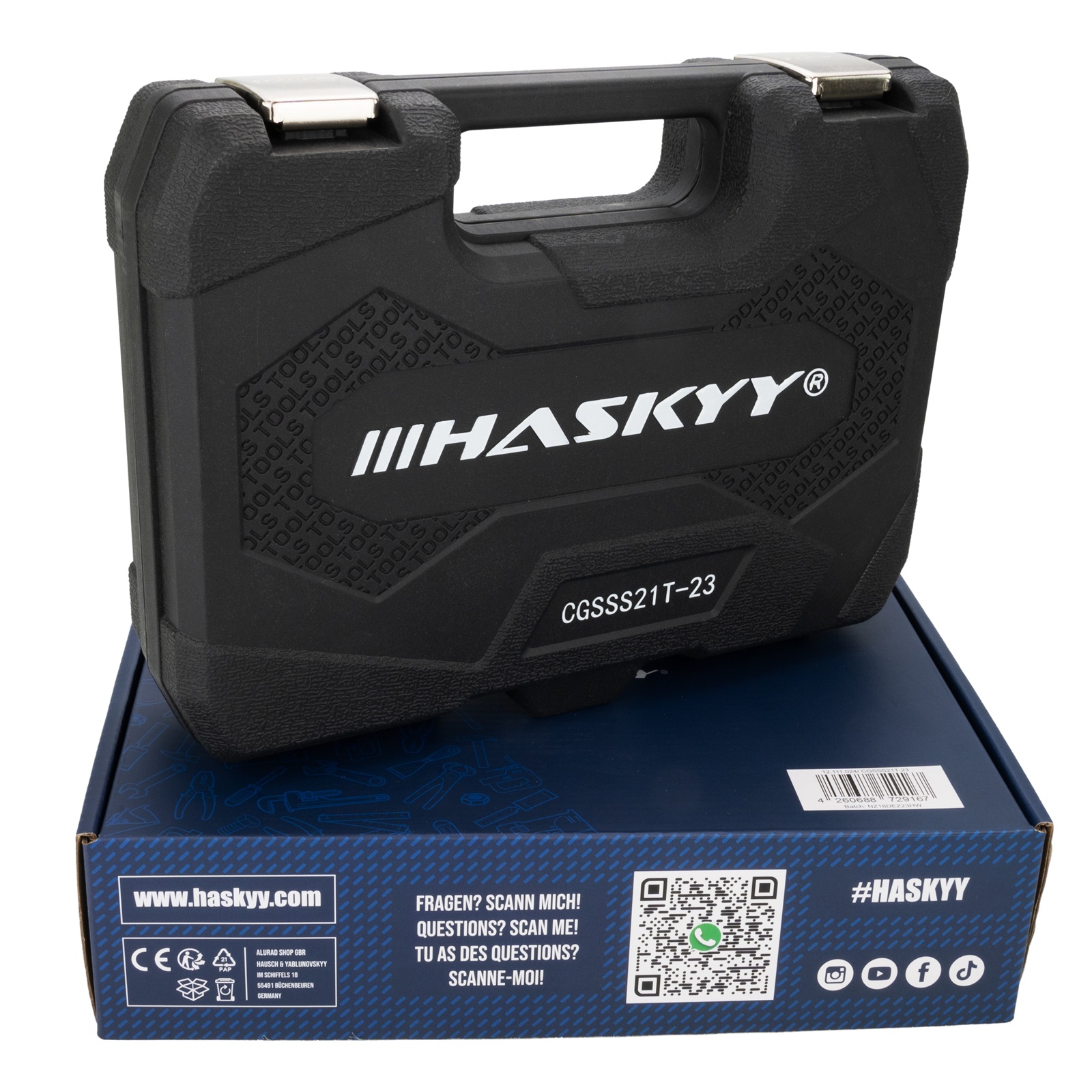 HASKYY Gearlock Vielzahn-Stecknuss-Set 21-tlg. XZN 1/2″ Antrieb 8-36 mm