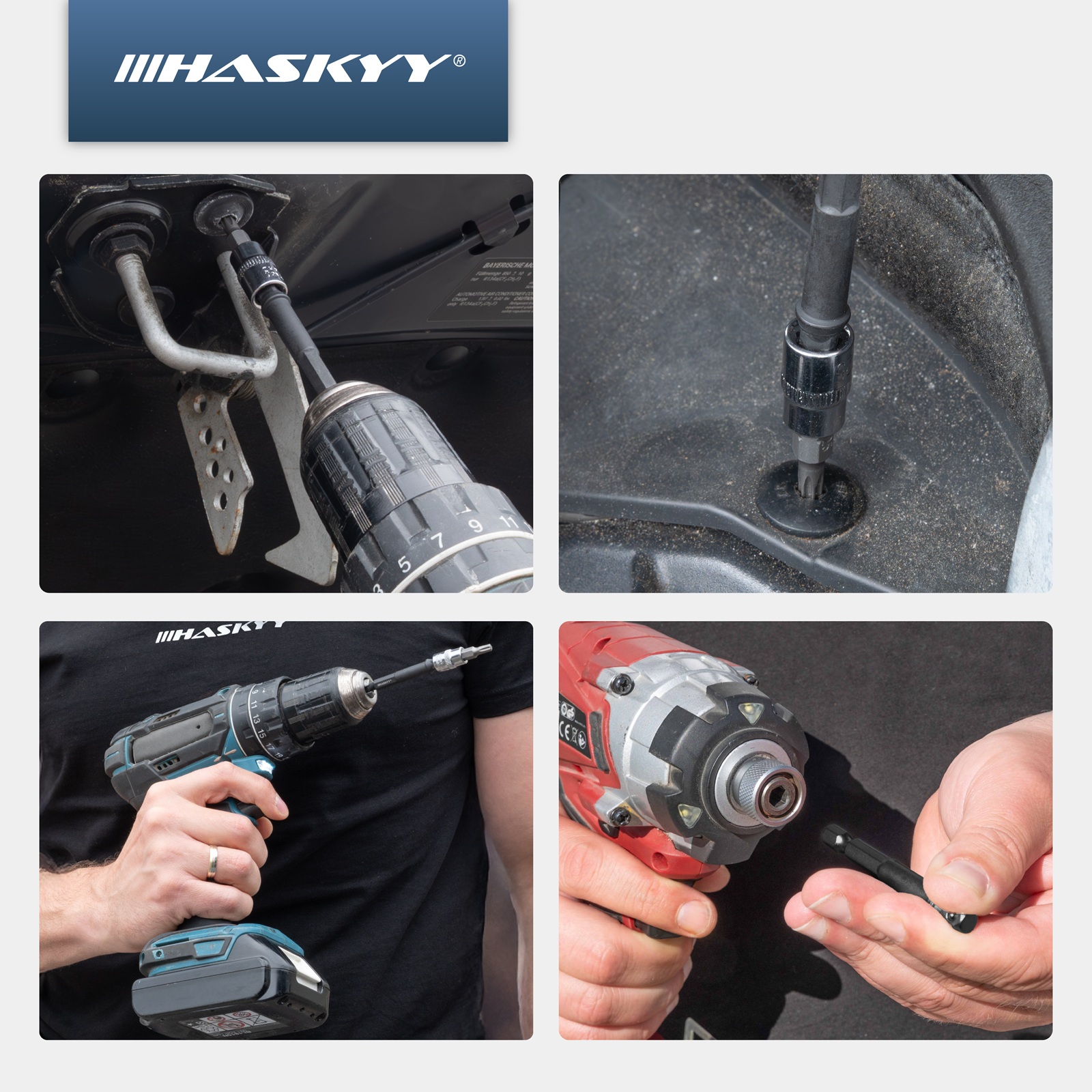 HASKYY Stecknuss Adapter 1/4" 3/8" 1/2" 3/4" Vergrößerungs- & Reduzieradapter Set aus Cr-Mo