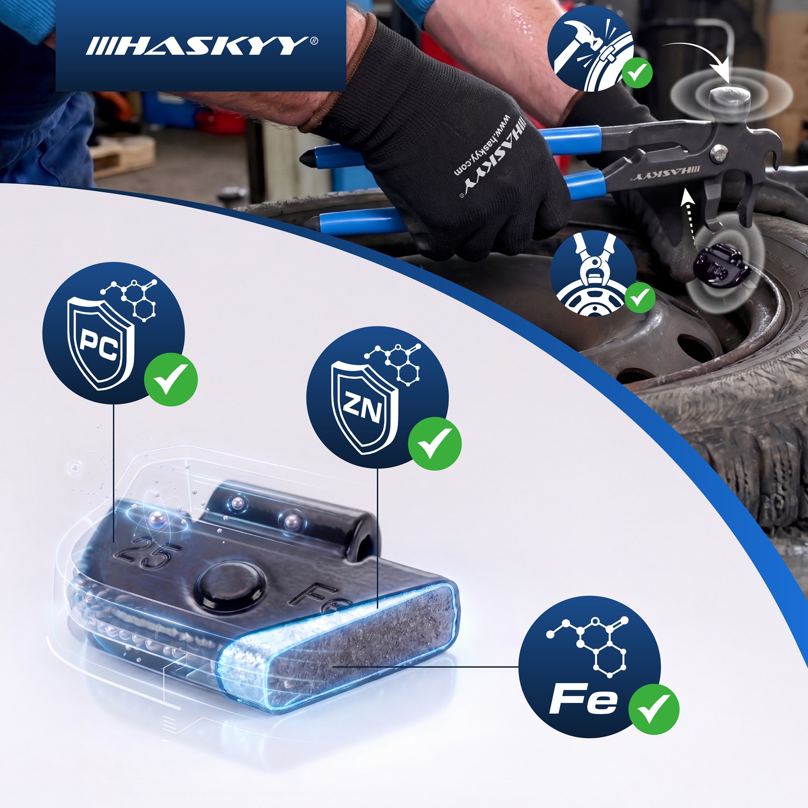 HASKYY 150 tlg. Schlaggewichte Auswuchtgewichte Stahlfelgen 5-30 g Schwarz
