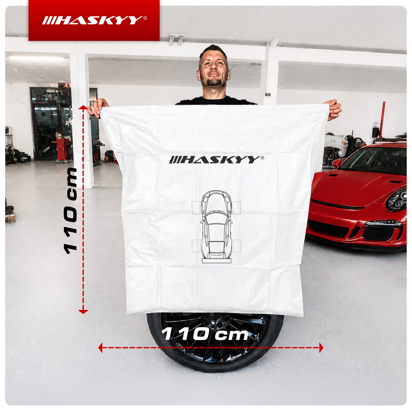 HASKYY 4x Reifentasche Reifenhülle XXL Milky White 110x110 cm, bis 22"
