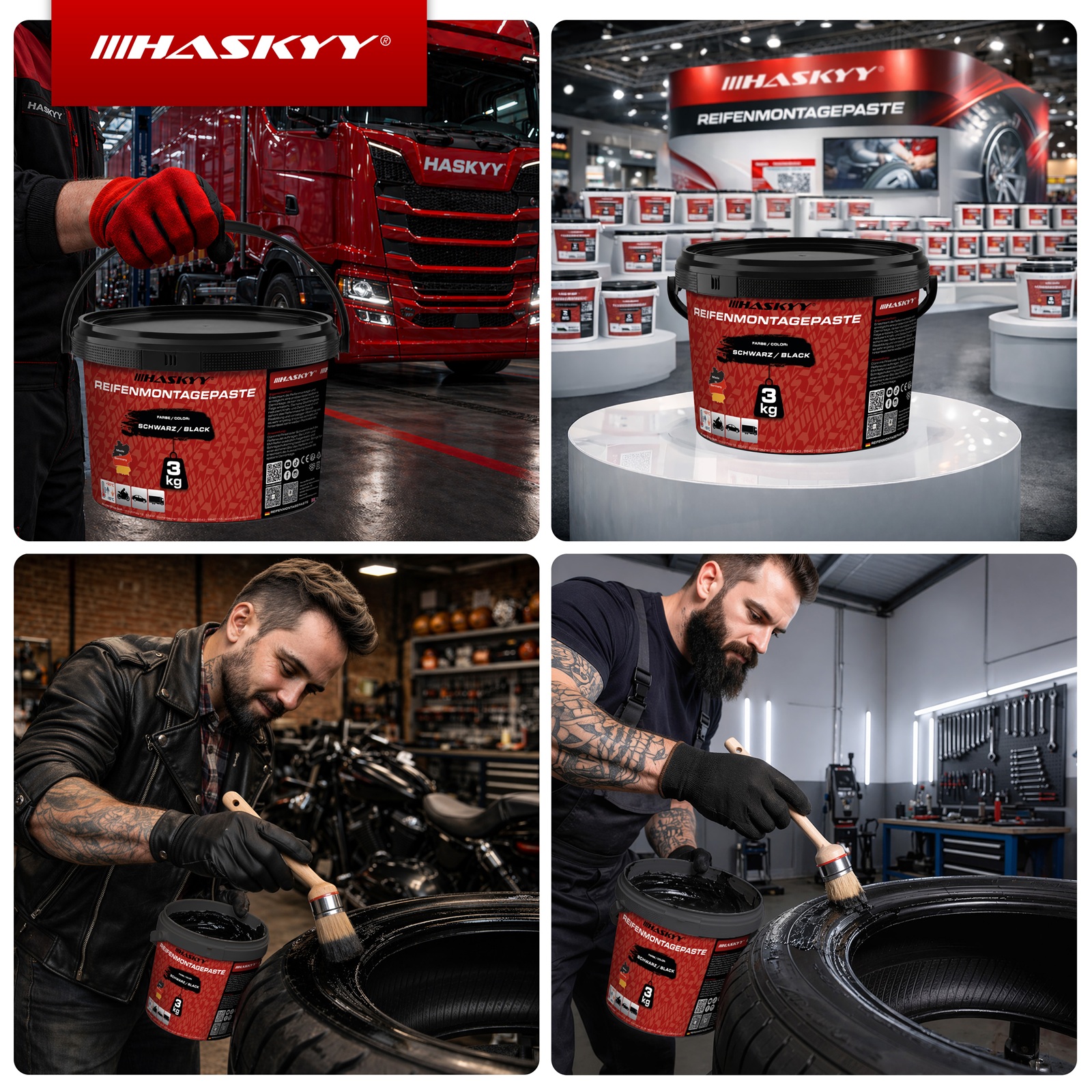 HASKYY Reifenmontagepaste 3kg Schwarz Montagepaste Reifen Montage- & Demontage Montagewax