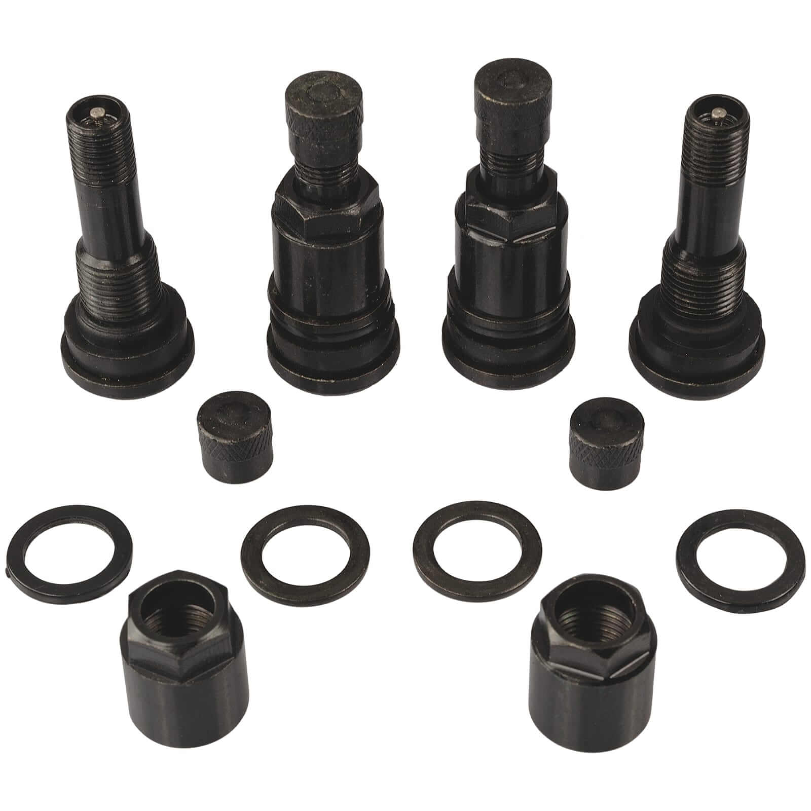 HASKYY Stahlventile Schwarz 4er Set – Universal Felgenventile 11,3 mm, 45 mm Länge, schwarz vernickelt