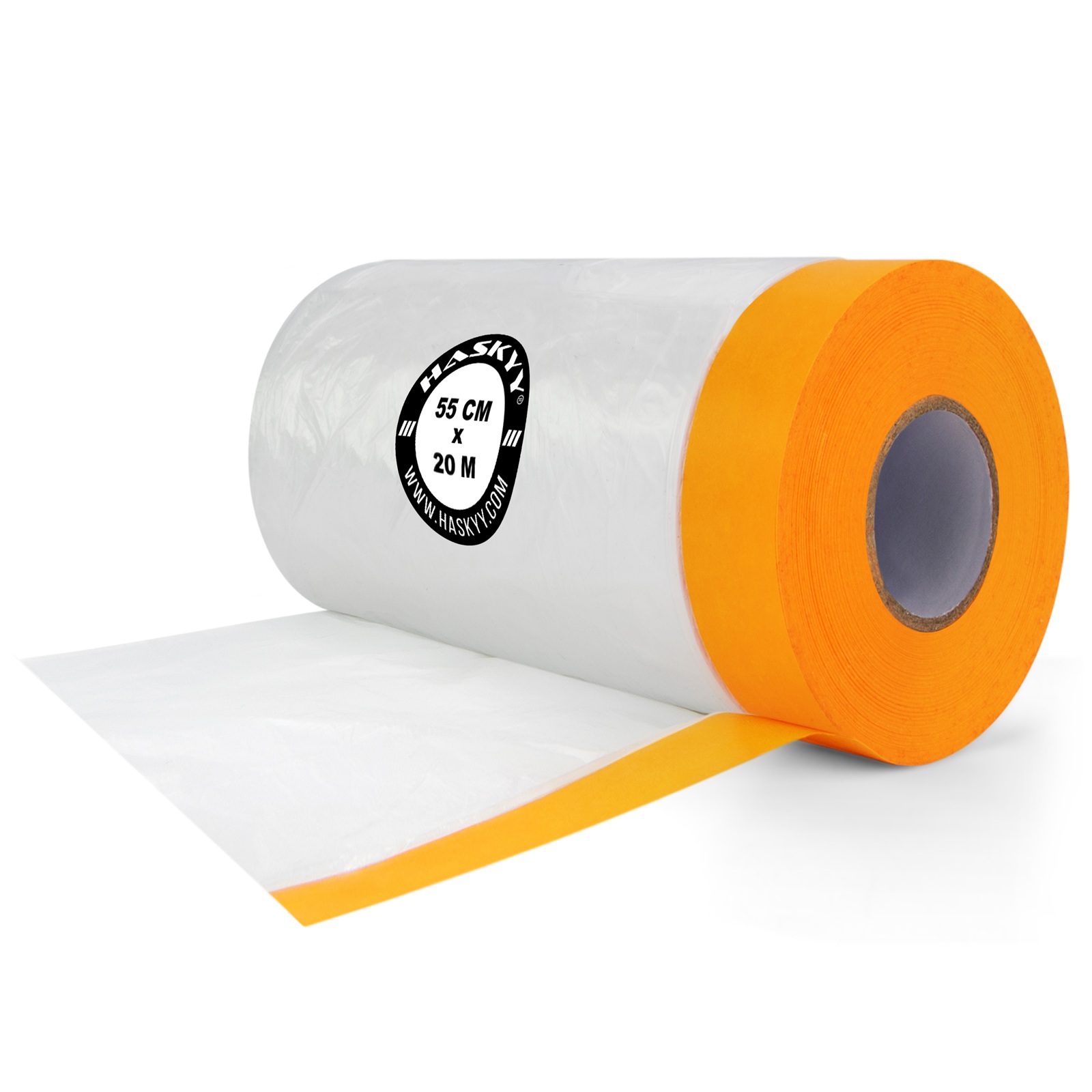 HASKYY 8x Maler-Abdeckfolien 55cm x 20m mit Goldband 18mm Professionelles Abkleben