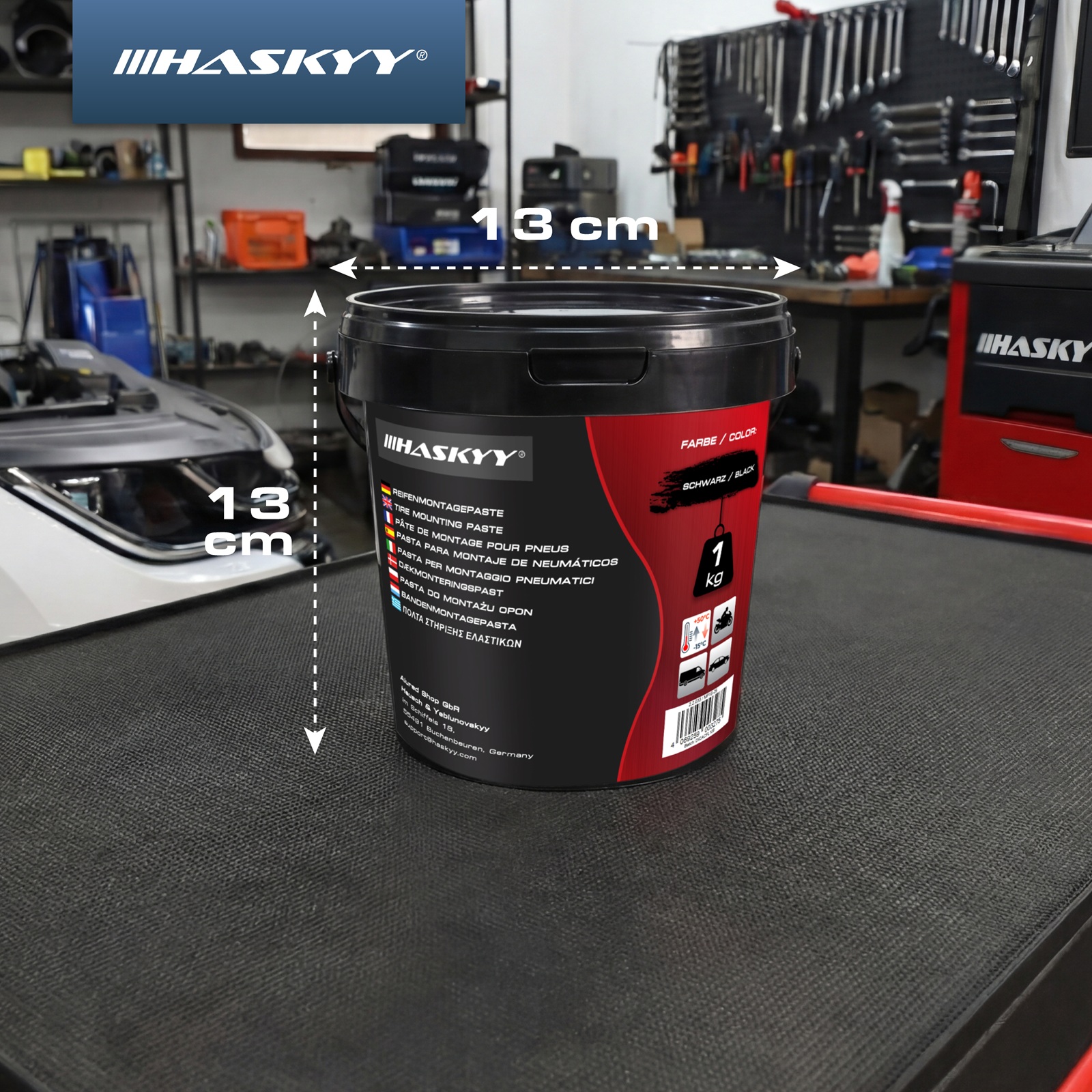 HASKYY Reifenmontagepaste 1kg Schwarz Montagepaste Reifenmontage Eimer Reifenmontagewax
