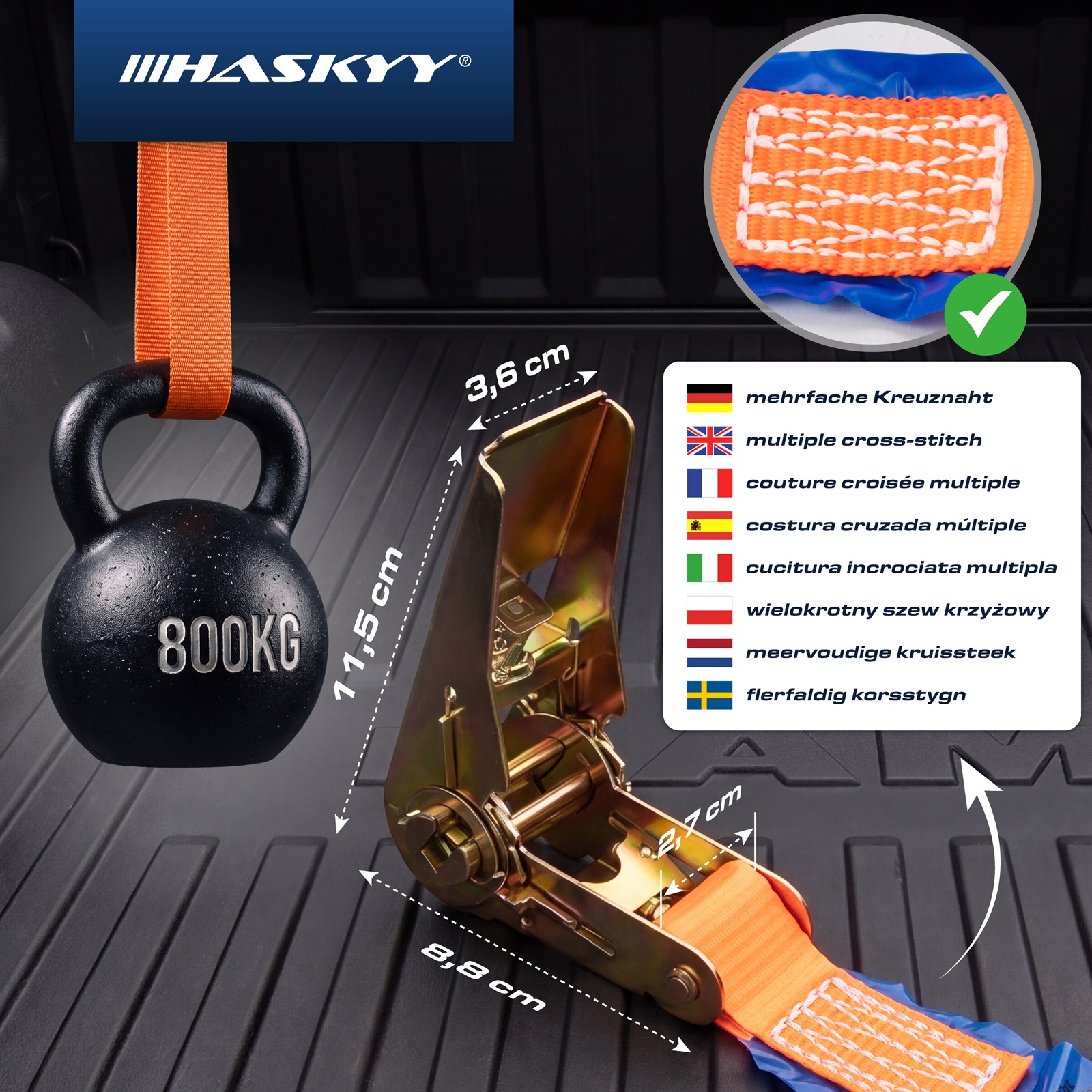 Spanngurt-Ratsche 27x5000 mm orange