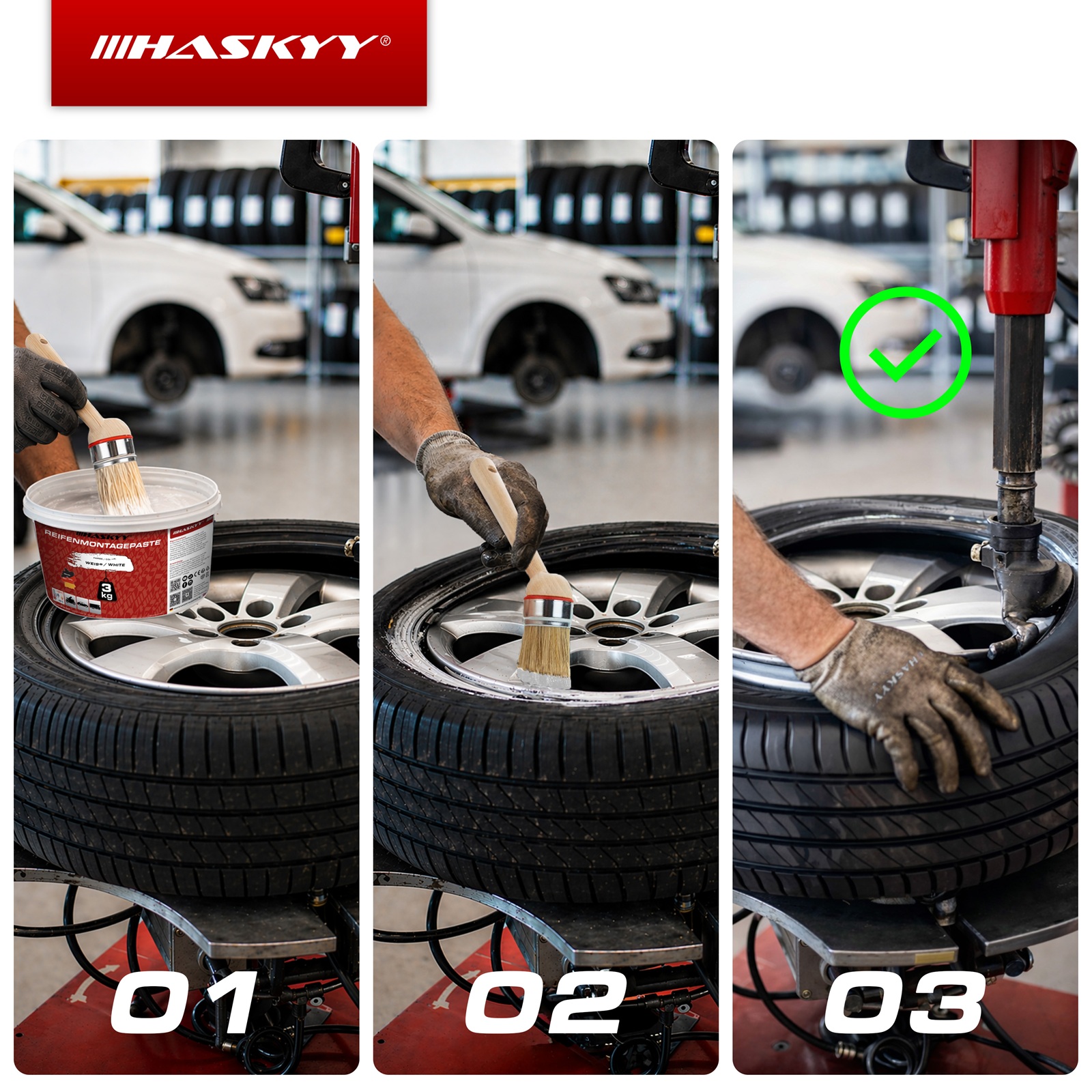 HASKYY Reifenmontagepaste 3KG WEIß Reifenmontierpaste Montagepaste Montagewax