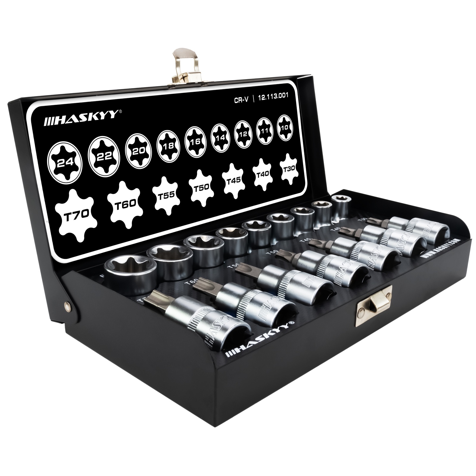 Torx-Steckschlüssel-Bit-Einsatz-Set 1/2" - E10-E24 - T30-T70