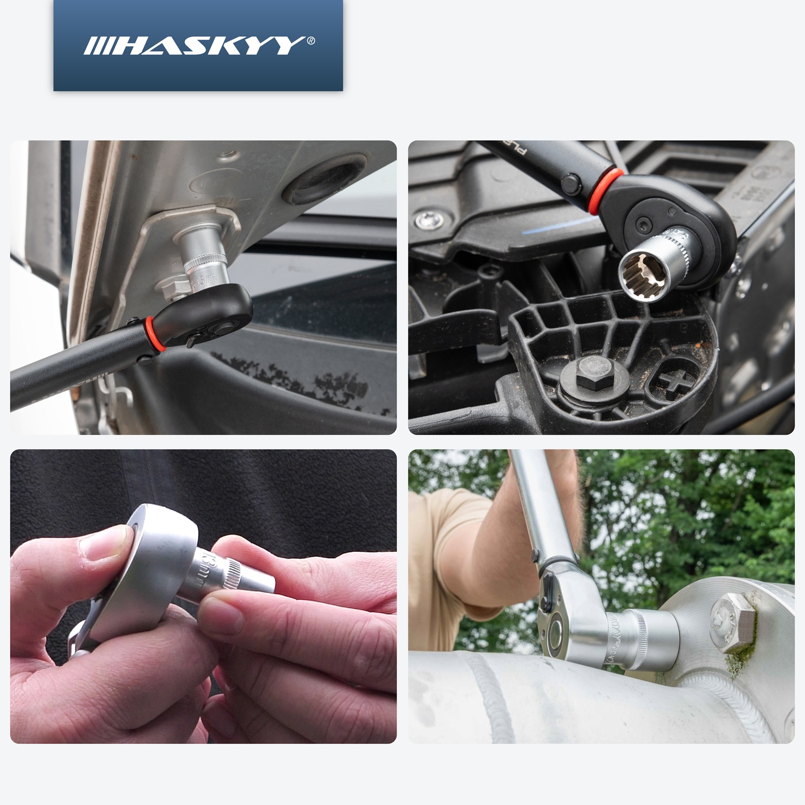 HASKYY Gearlock Vielzahn-Stecknuss-Set 21-tlg. XZN 1/2″ Antrieb 8-36 mm