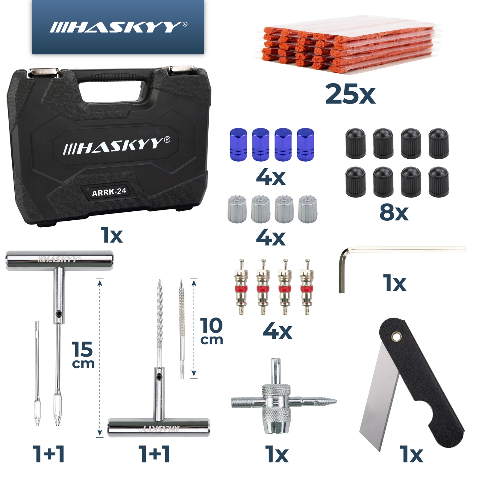 HASKYY Reifen Reparatur Set 53 tlg. Reifenflickzeug Auto Reifenreparatur Set