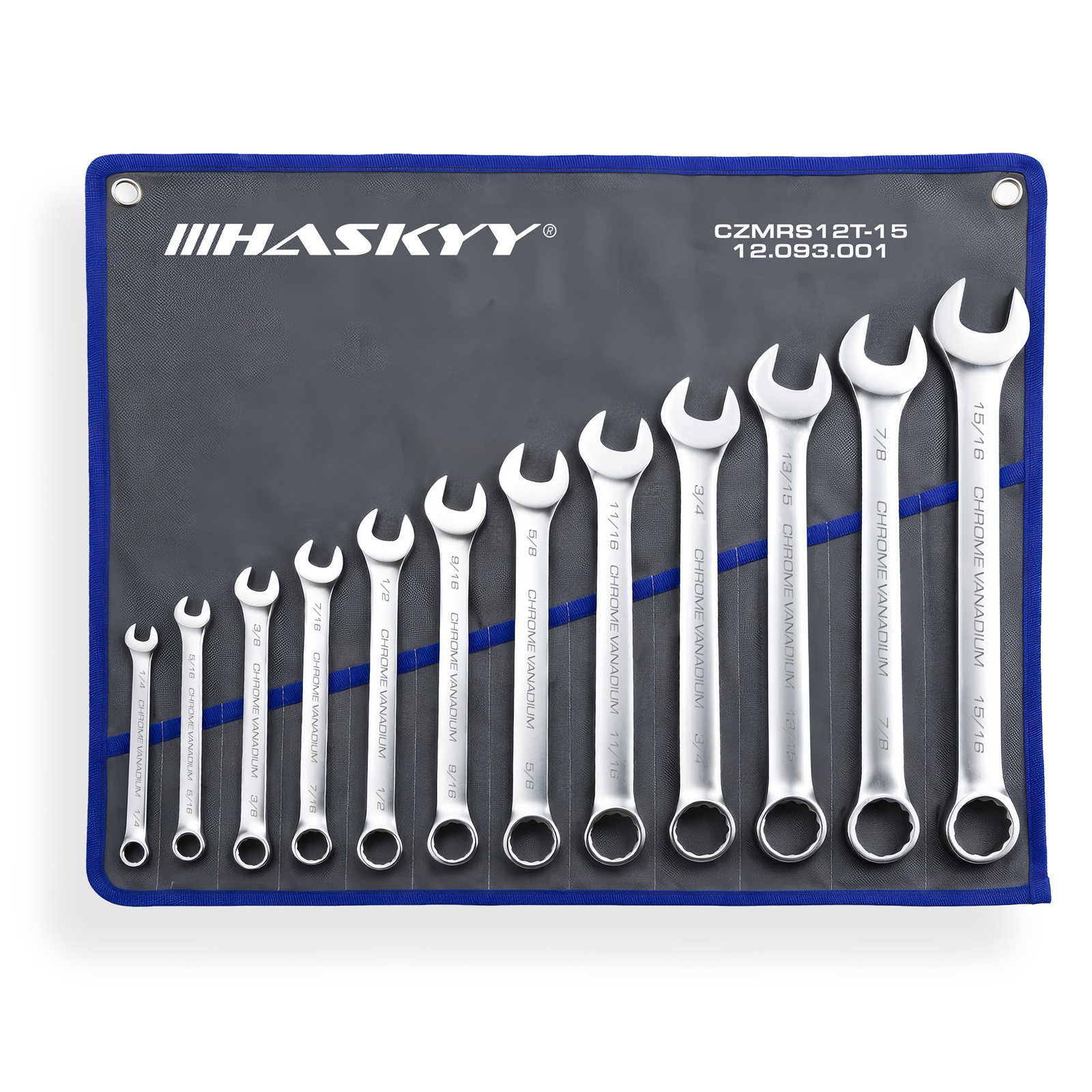 HASKYY Zoll Maul-Ringschlüssel SAE Satz Gabel Schlüssel 1/4" - 15/16" 12 tlg.