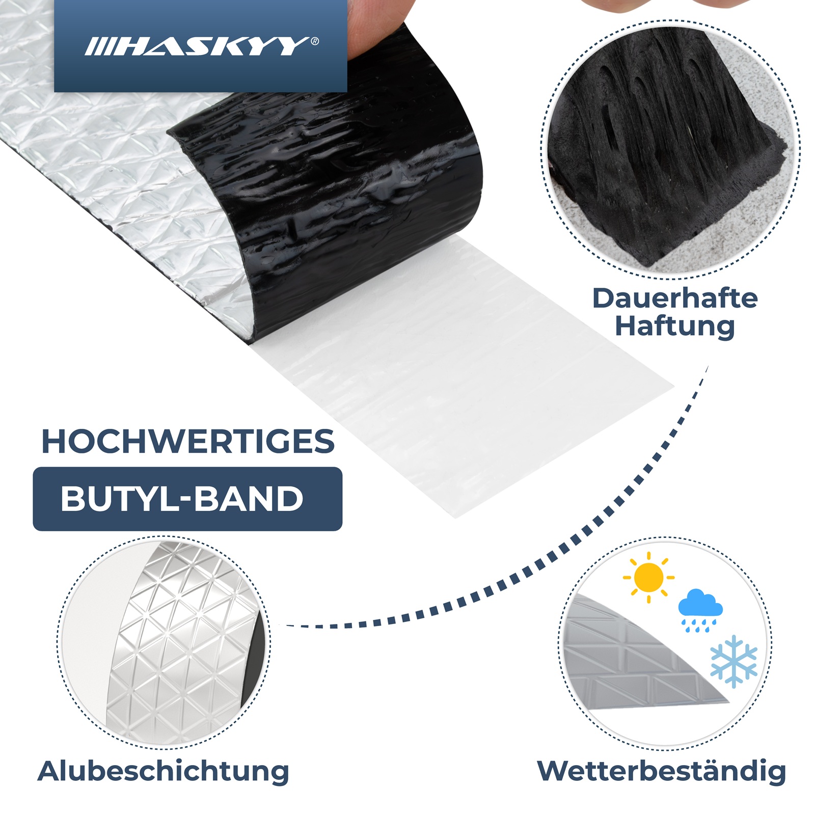 HASKYY Butyltape 7,5cm*5m Dichtband d=1,5 mm Reparaturband