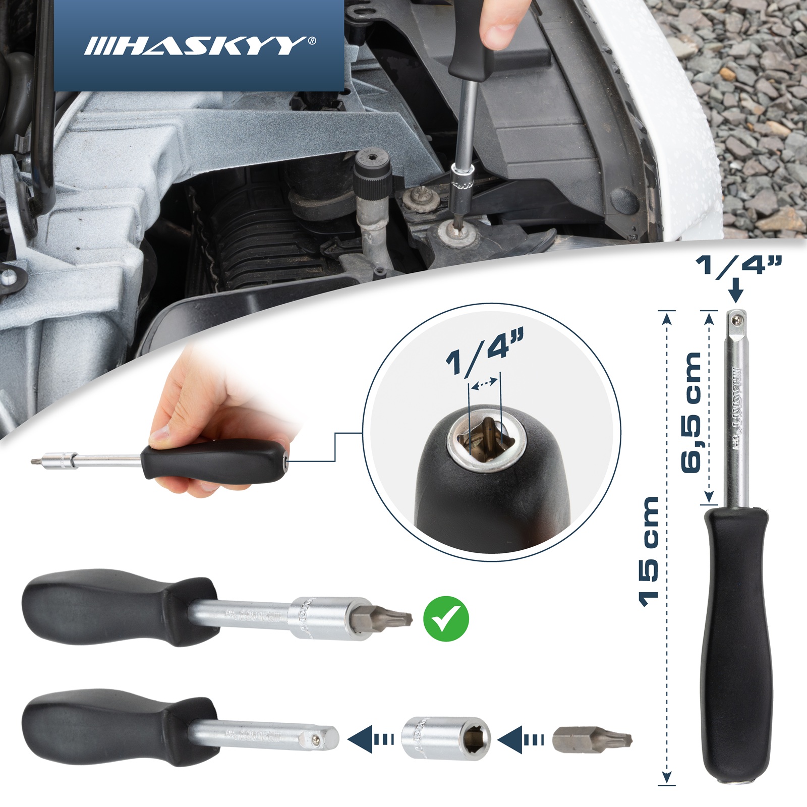 HASKYY 52 tlg. Werkzeugkoffer - Vielzahn Steckschlüssel & Bits Set mit Ratschenfunktion Zöllisch & Metrisch