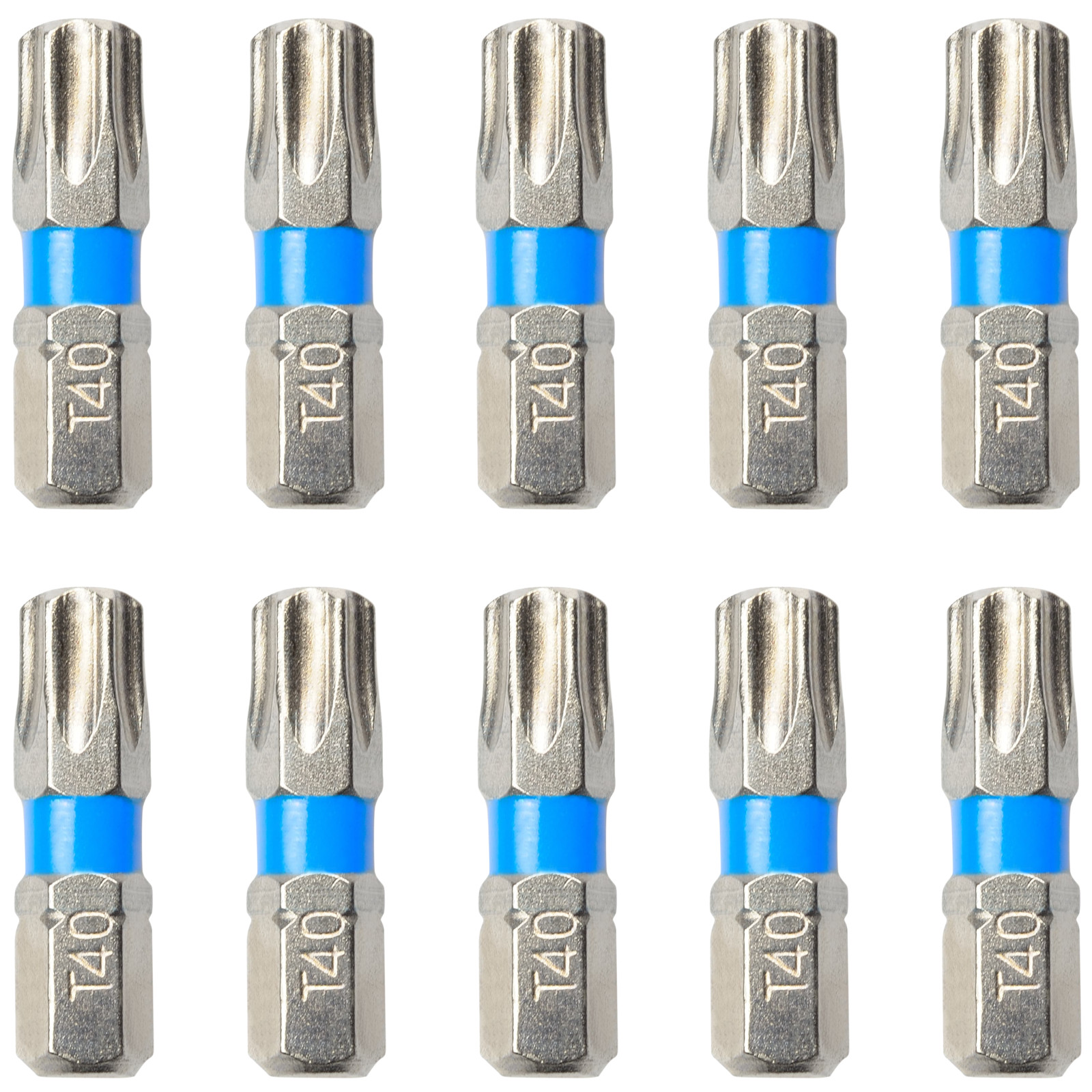 10x T40 Torx Bit aus S2 Stahl CHROM