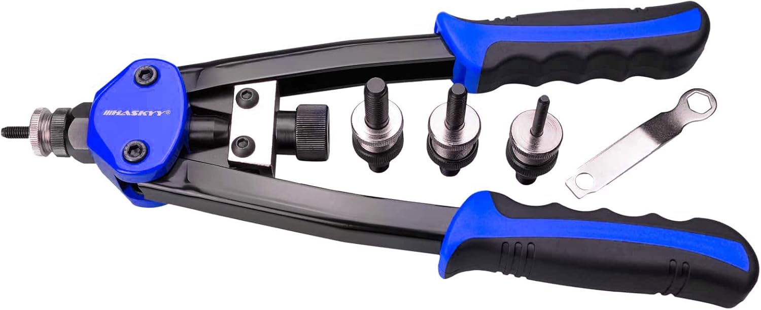 HASKYY Heavy-Duty Nietmutter-/Blindnietenzange + 80 Nieten (M5–M10)