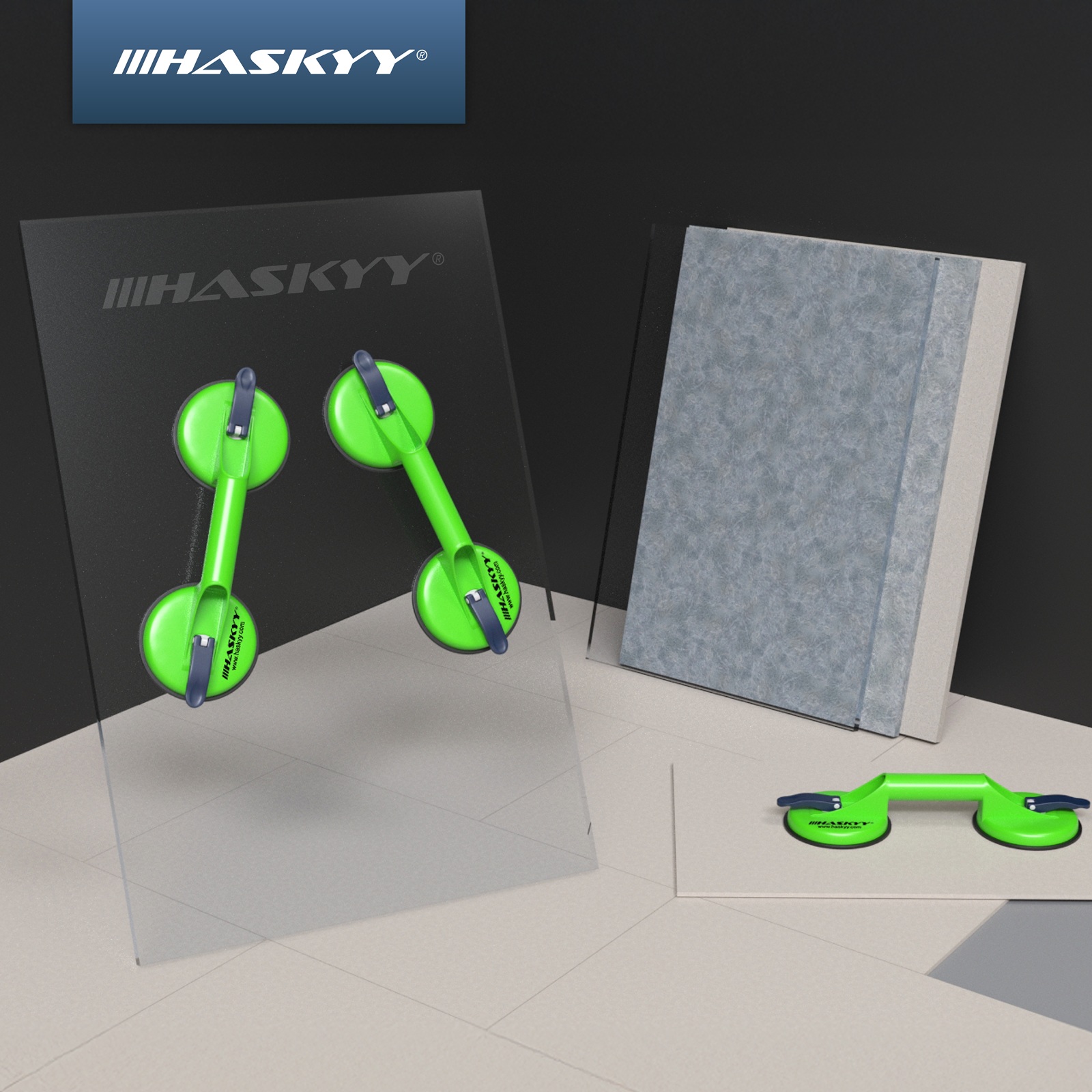 HASKYY 2er Doppelsaugheber Glassauger Set 130KG Vakuum Scheibenheber Fliesen Gummi Saugnapf