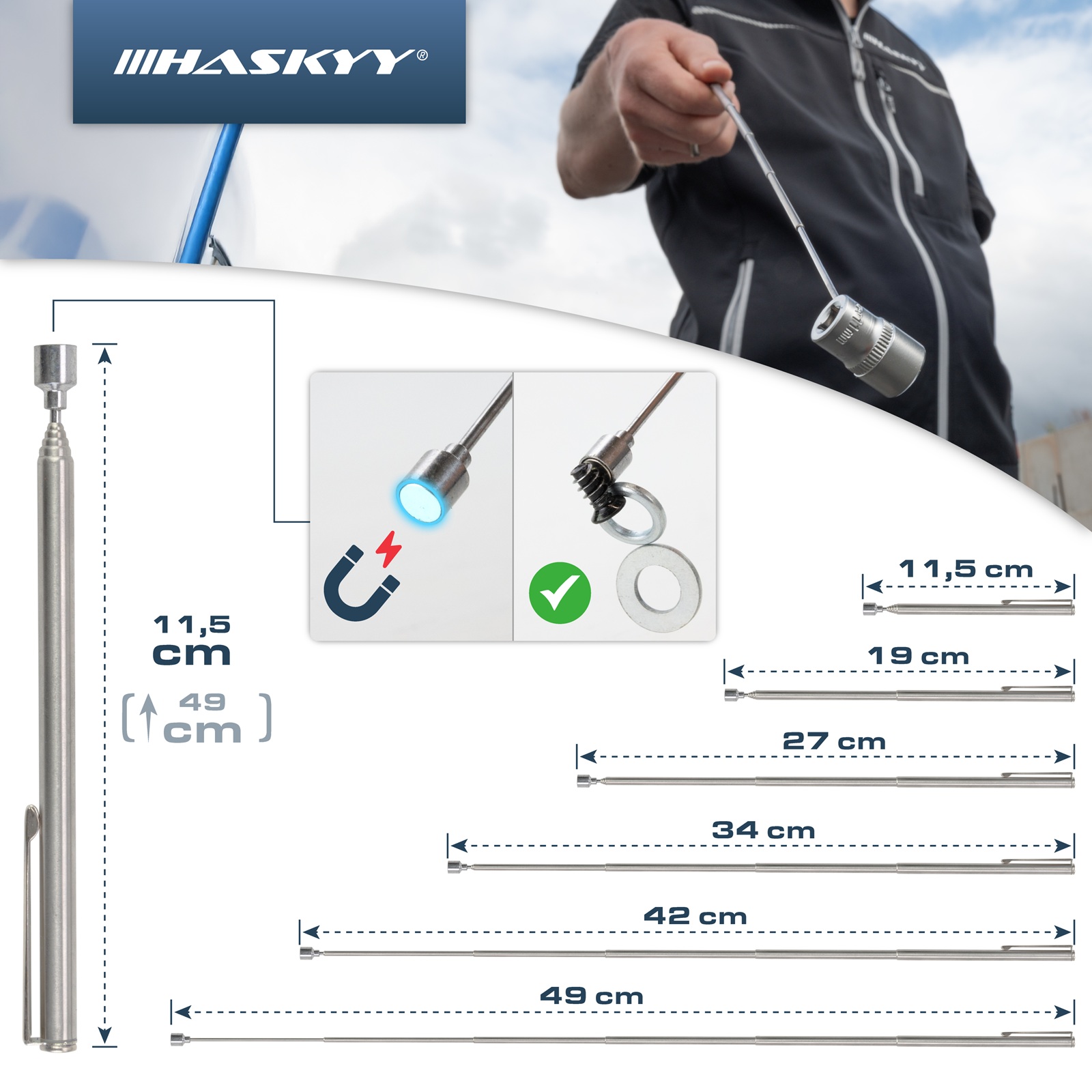 HASKYY 52 tlg. Werkzeugkoffer - Vielzahn Steckschlüssel & Bits Set mit Ratschenfunktion Zöllisch & Metrisch