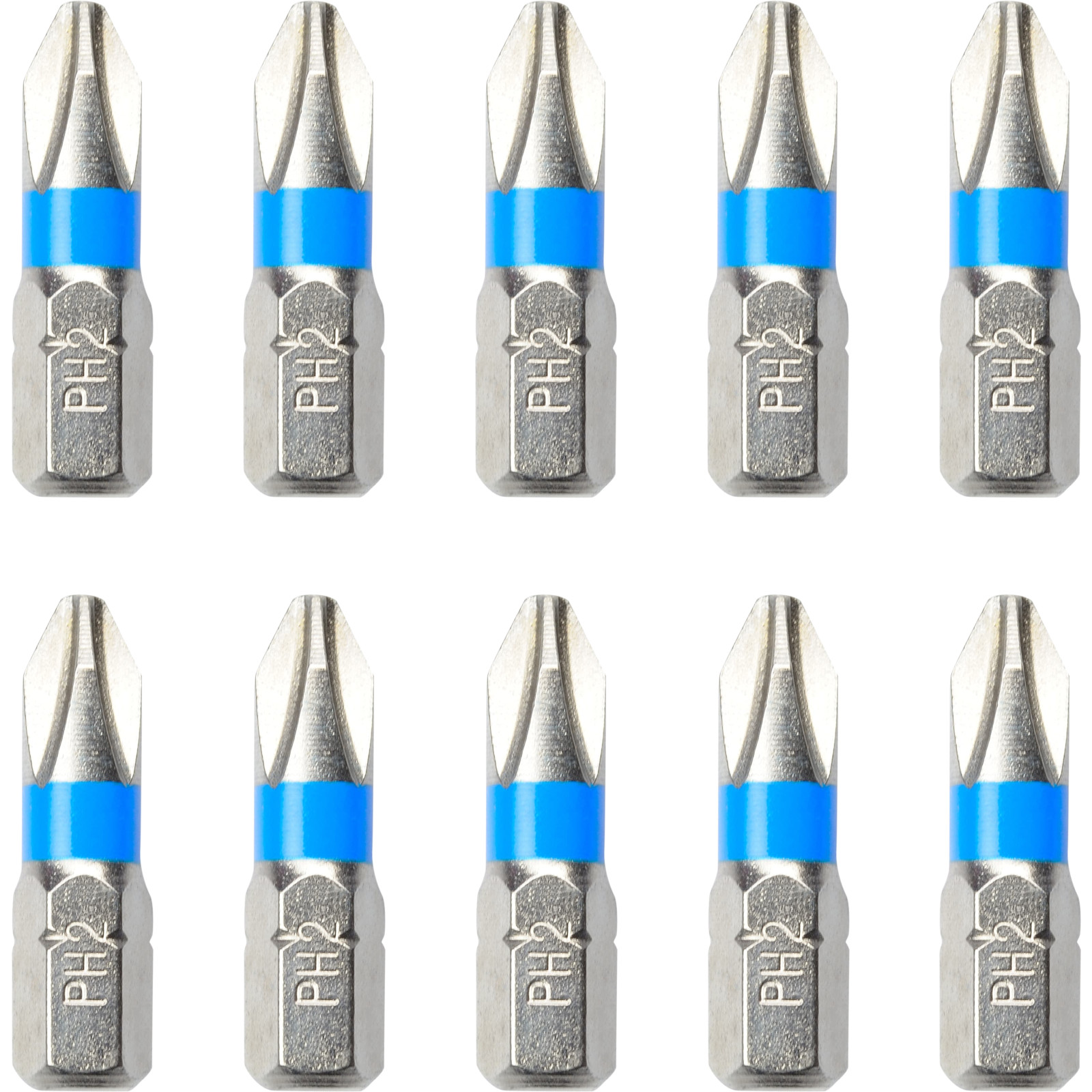 5x PH2 Kreuz Bit aus S2 Stahl CHROM
