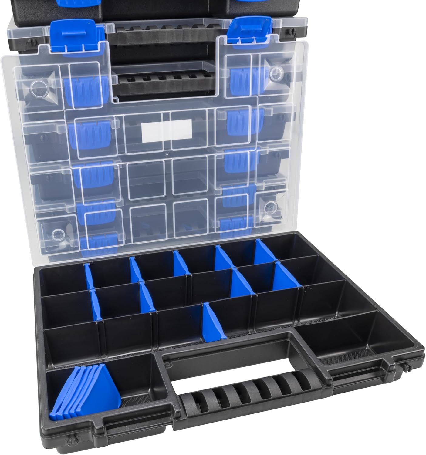 HASKYY Sortimentskoffer 10x Organizer XL 345x249x50 mm – unterteilt & stapelbar für Kleinteile