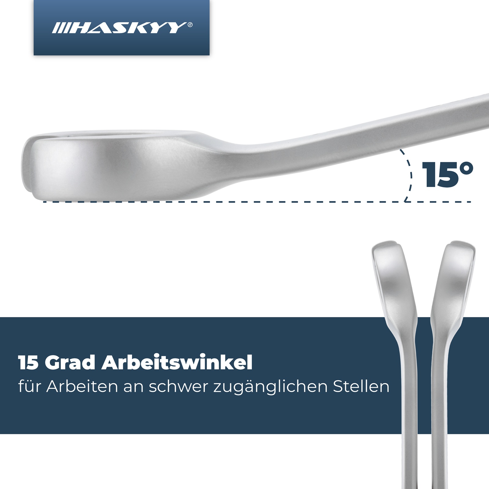 HASKYY 7 tlg. Bremsleitungsschlüssel Satz Offener Ringschlüssel 15° abgewinkelt Bremsleitung Maulschlüssel