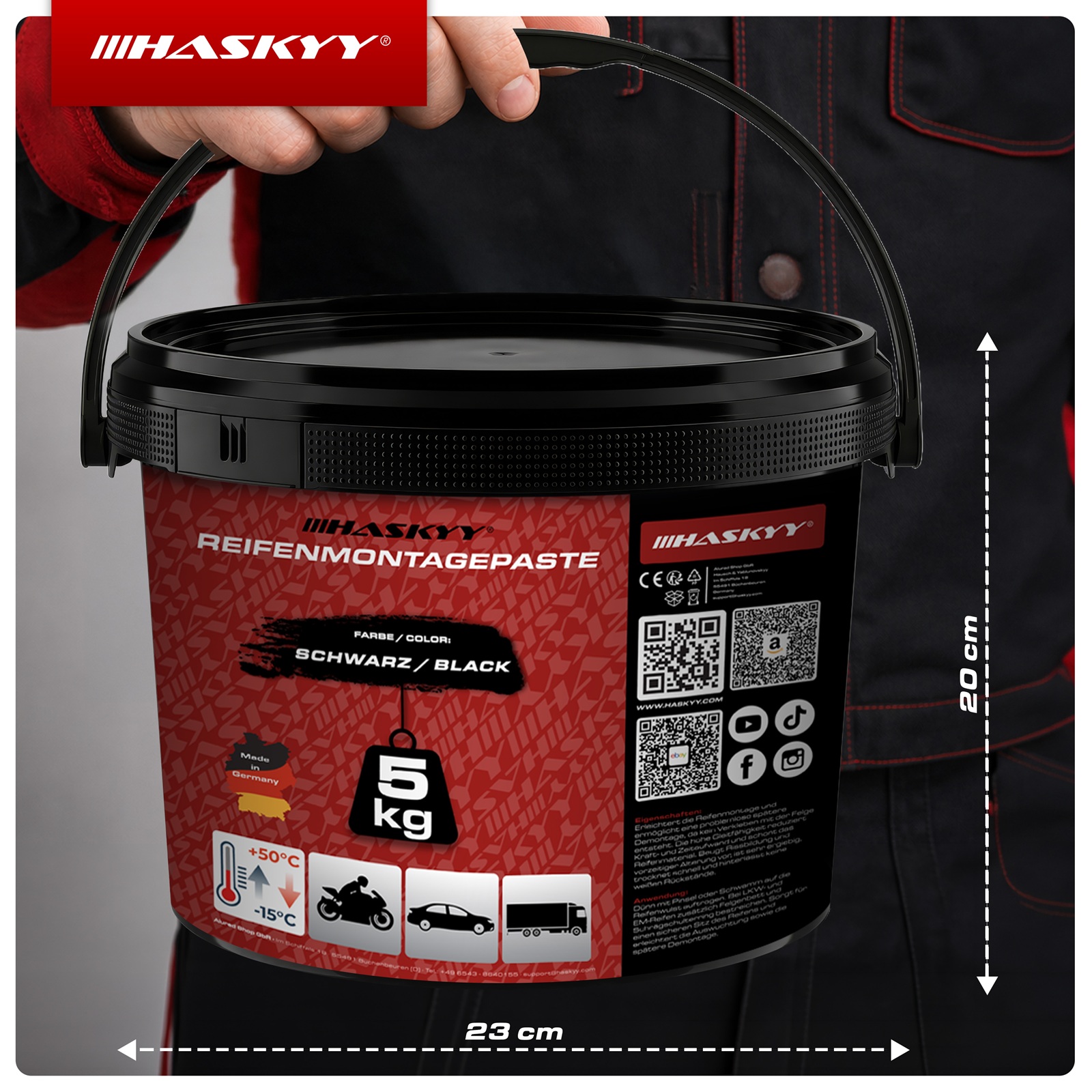 HASKYY Reifenmontagepaste 5KG SCHWARZ Reifenmontierpaste Montagepaste Montagewax