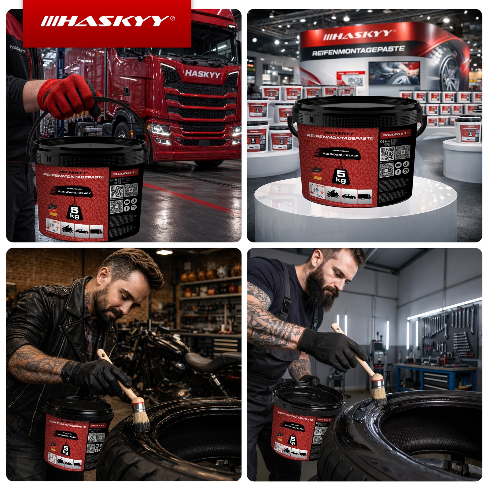 HASKYY Reifenmontagepaste 5KG SCHWARZ Reifenmontierpaste Montagepaste Montagewax