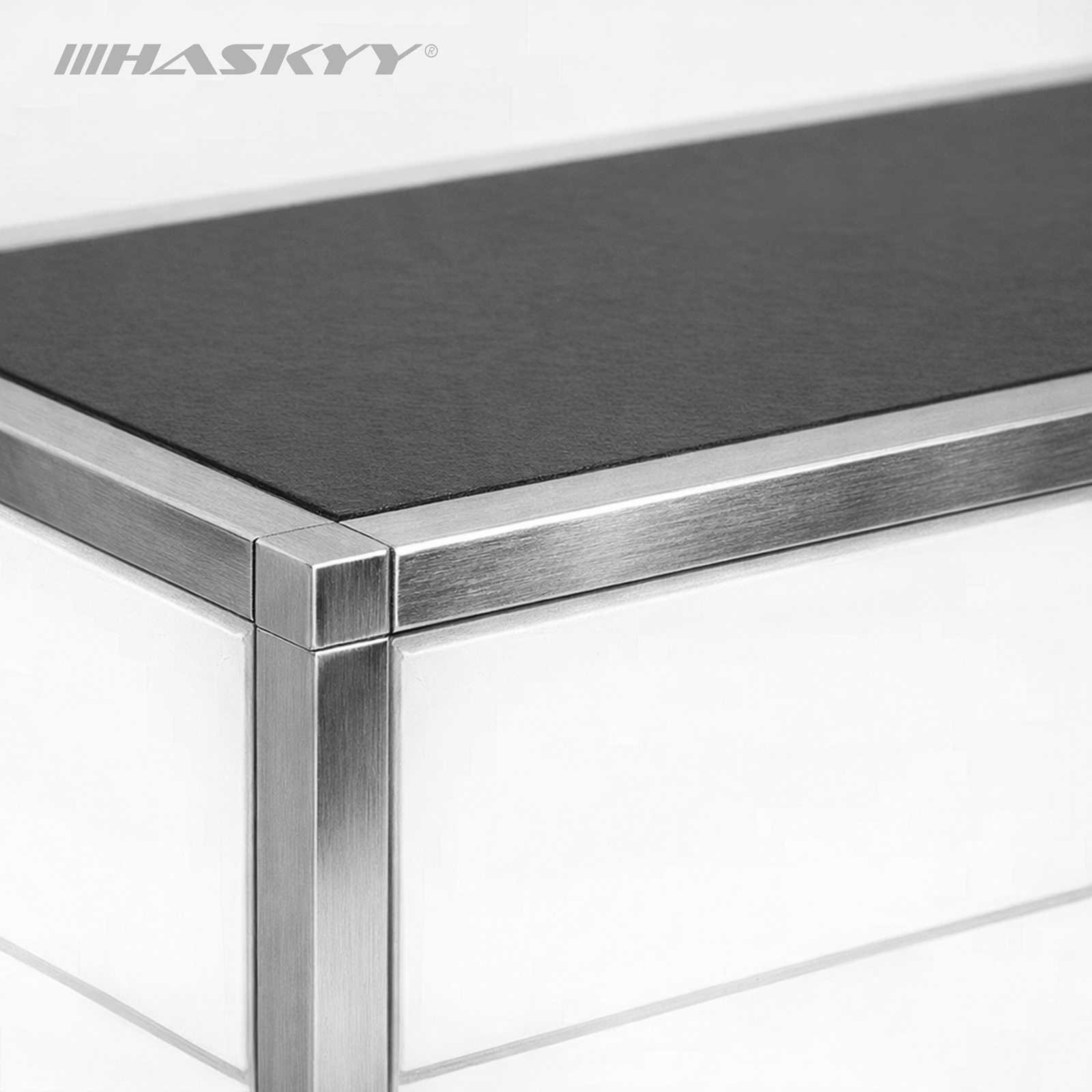 HASKYY Endstück für Fliesenschiene Quadratprofil – V2A Edelstahl gebürstet, 8 mm, Innen- & Außenecke, Fliesenprofil Abschluss