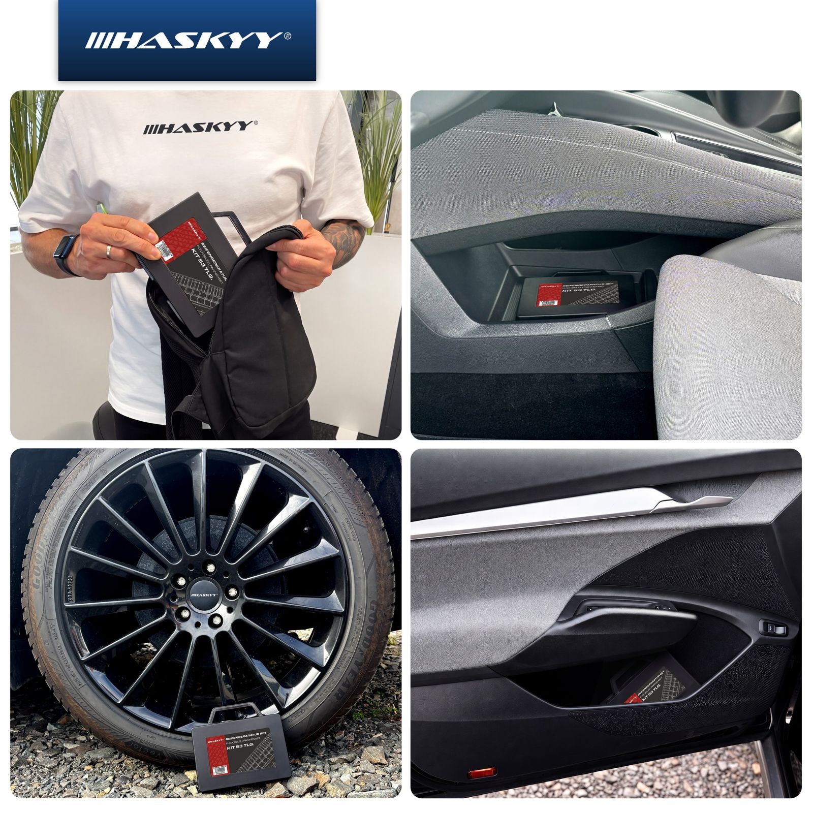 HASKYY Reifen Reparatur Set 53 tlg. Reifenflickzeug Auto Reifenreparatur Set