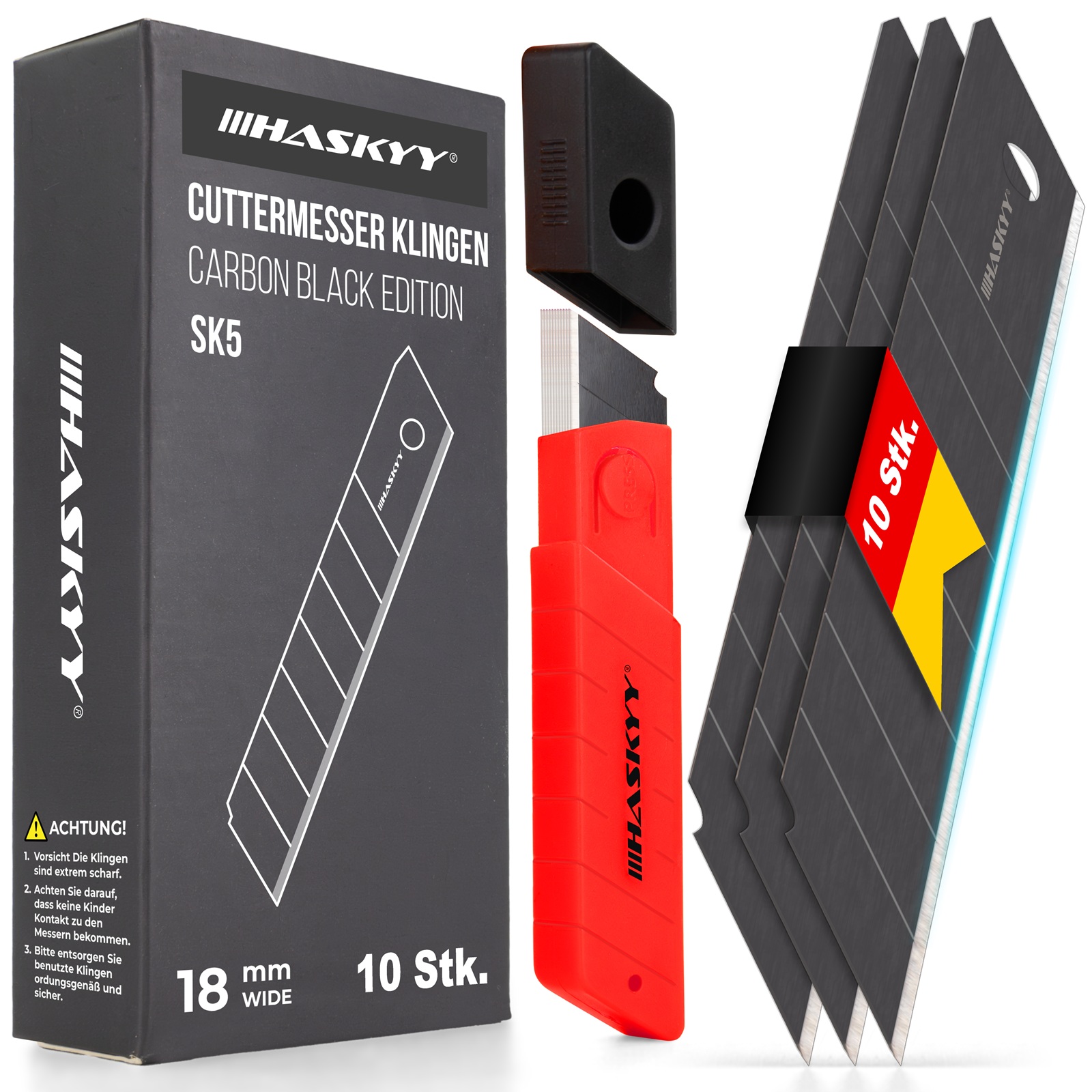 HASKYY 18 mm SK5 Ersatzklingen Profiqualität – Universelle Cuttermesser Abbrechklingen (10–250 Stk.)