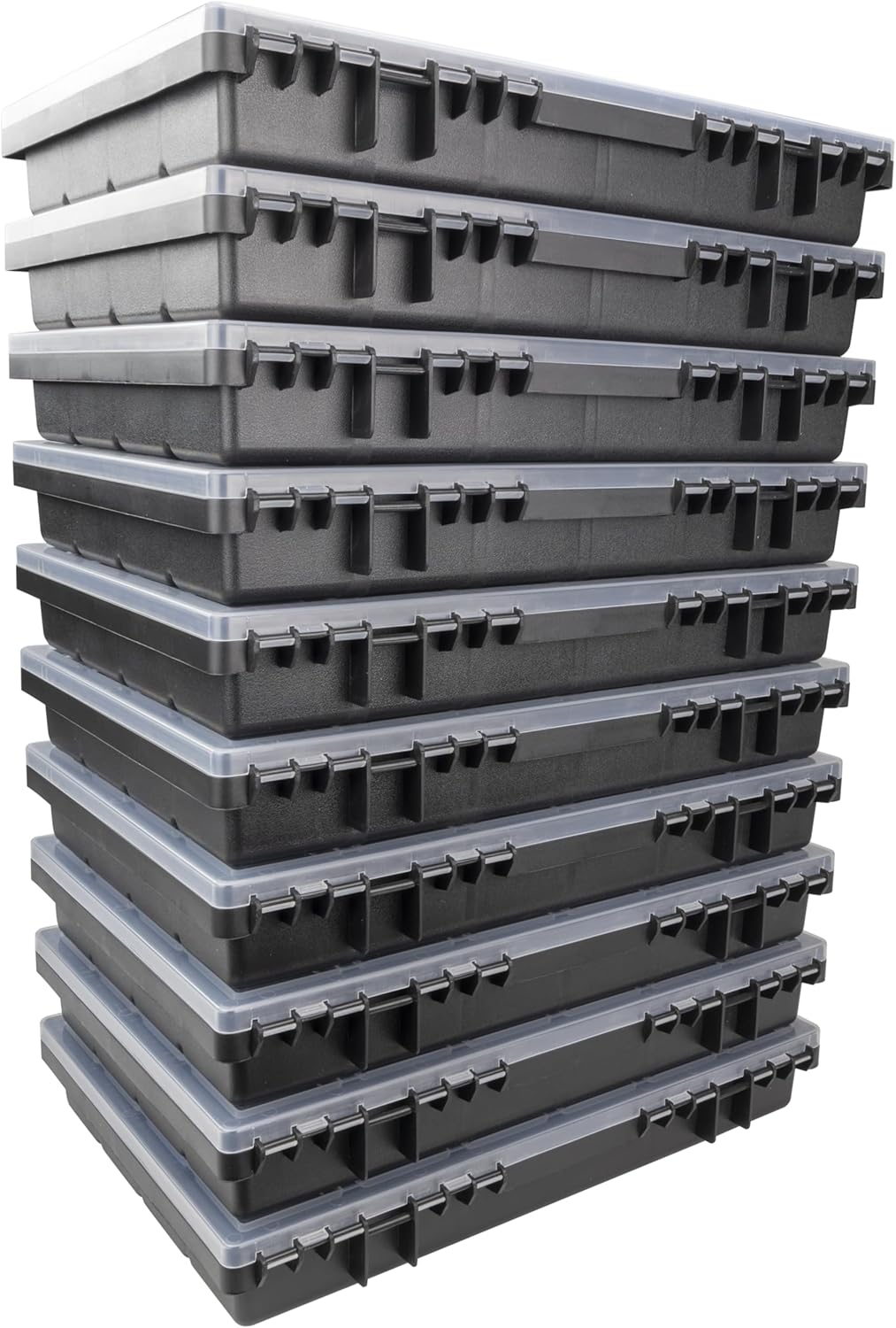 HASKYY Sortimentskoffer 10x Organizer XL 345x249x50 mm – unterteilt & stapelbar für Kleinteile