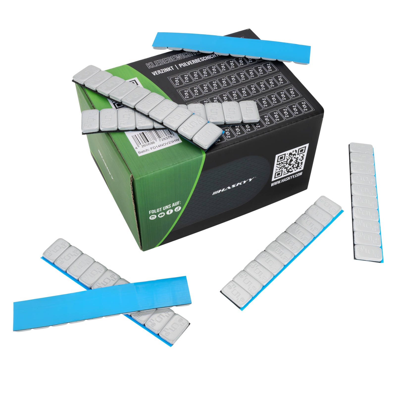 HASKYY Klebegewichte 5kg Auswuchtgewichte Silber/Grau 100x Kleberiegel Gewichte je 5g