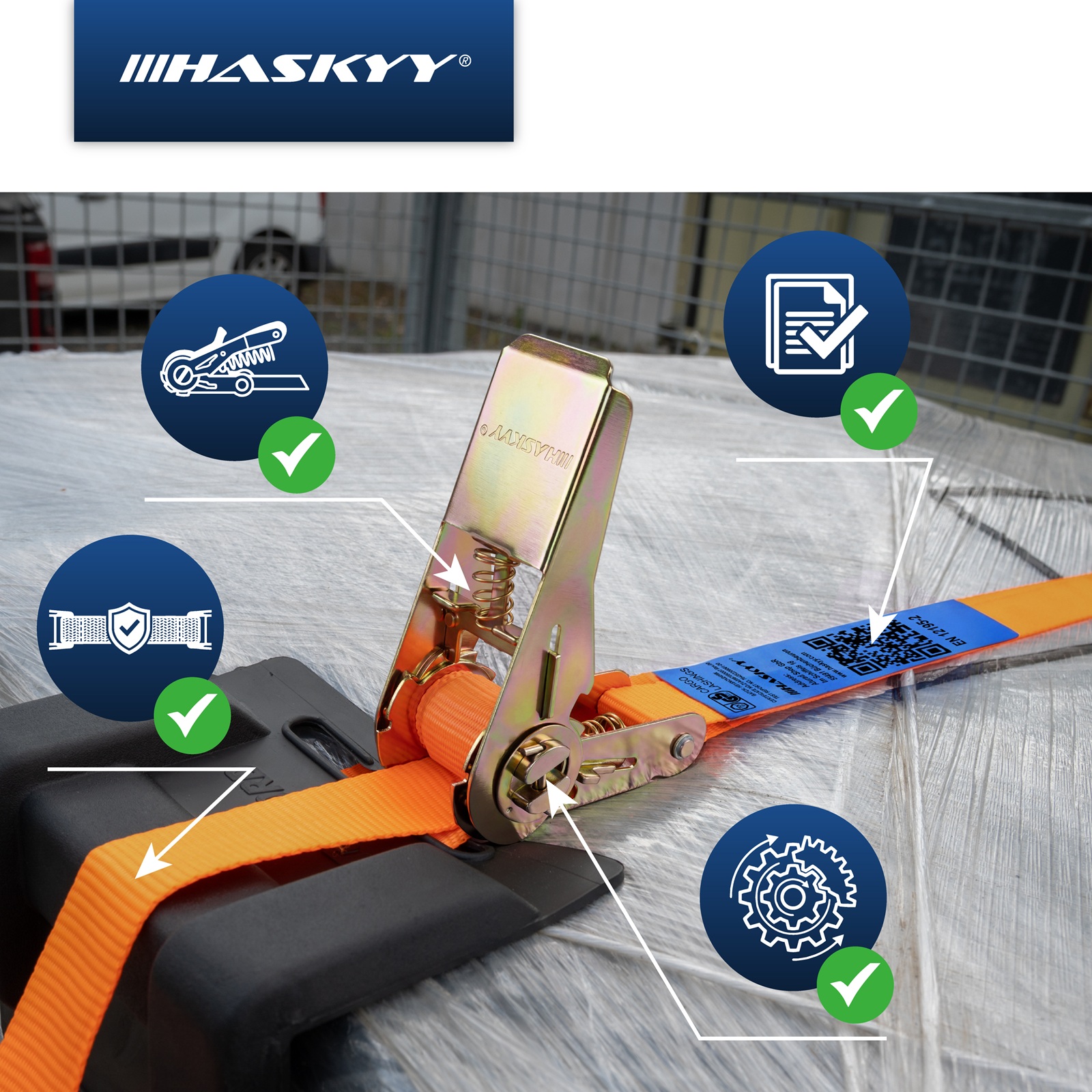 10er Set Spanngurt-Ratsche 27x5000 mm orange