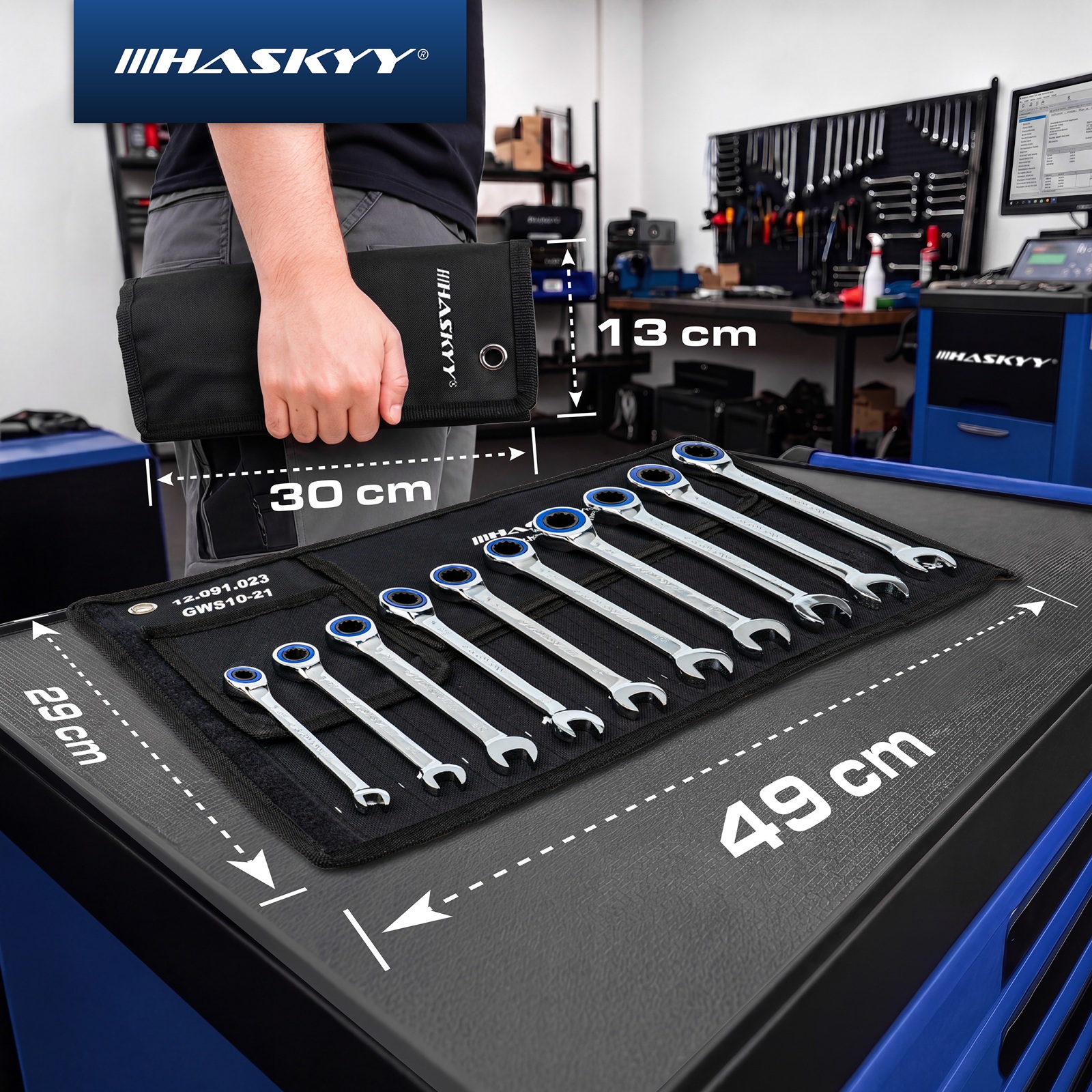 HASKYY Ringratschenschlüssel Set 8-19mm Ratsche geräuschlos