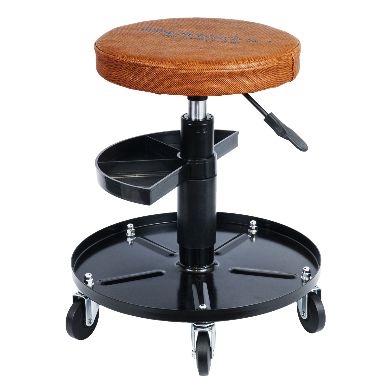 HASKYY Werkstatthocker Rollhocker | Höhe 430-580mm | 135kg | ø40 cm |  Kunstleder Braun