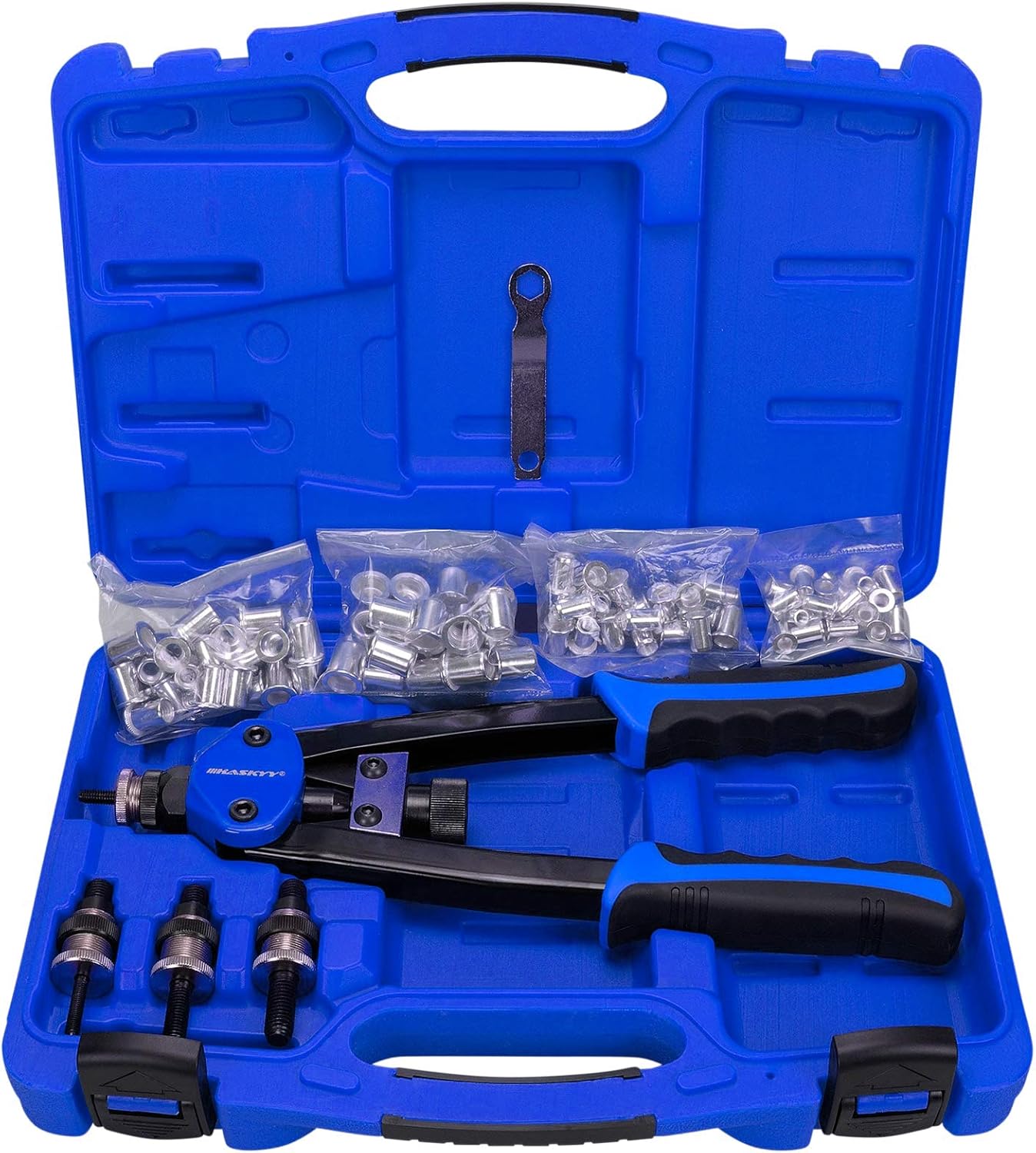 HASKYY Heavy-Duty Nietmutter-/Blindnietenzange + 80 Nieten (M5–M10)