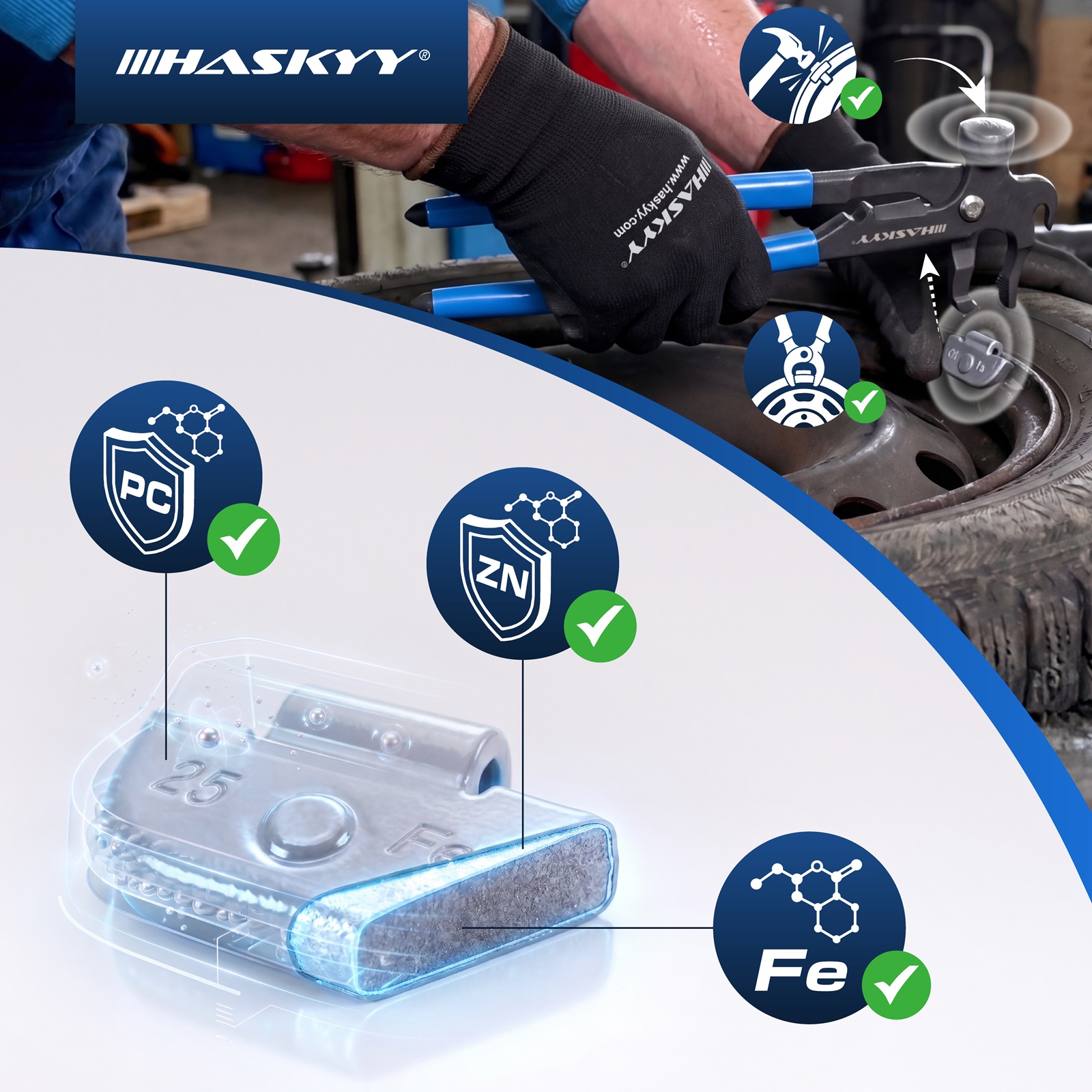 HASKYY 150 tlg. Schlaggewichte Auswuchtgewichte FE Stahlfelgen 5-30 g Silber