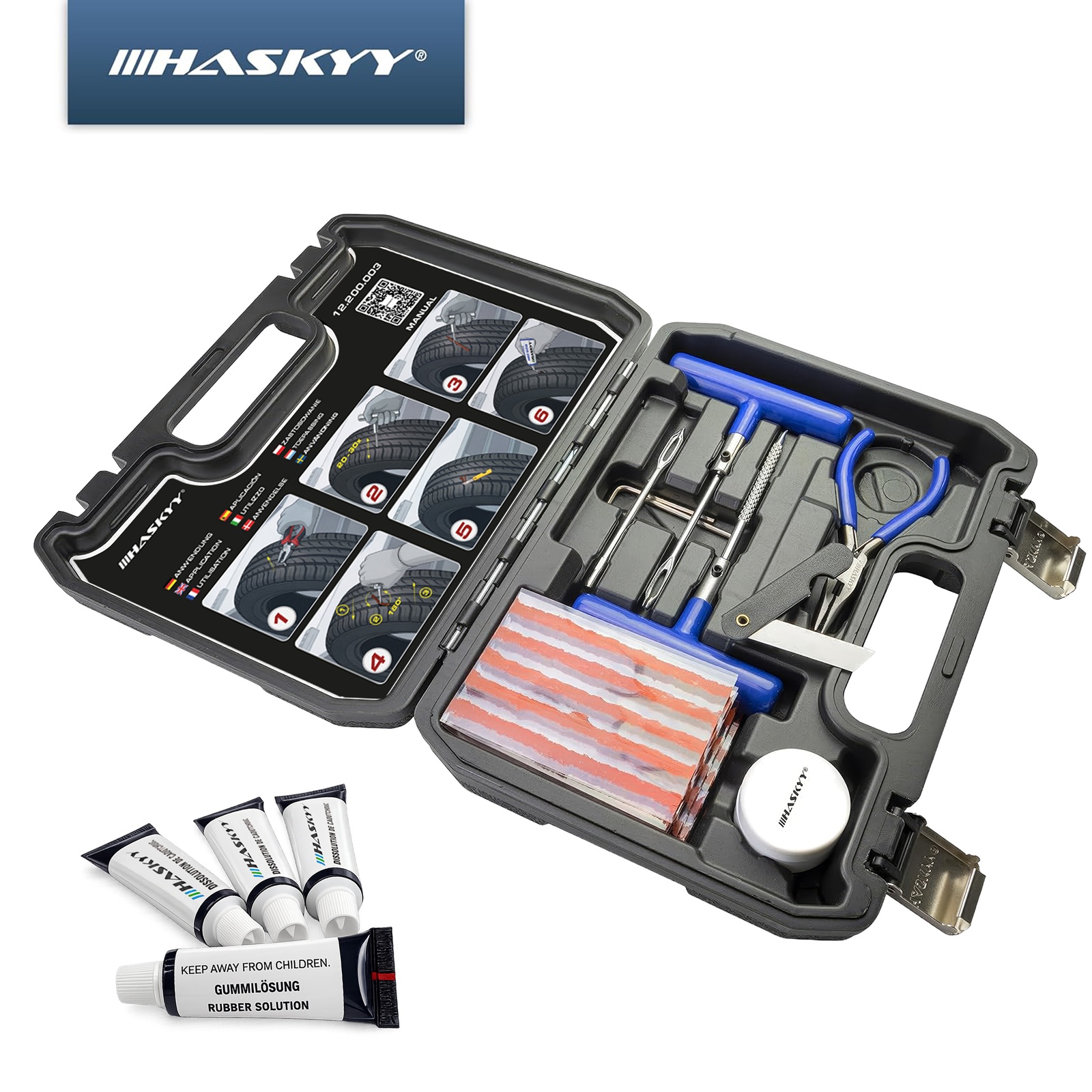 HASKYY Auto PKW Reifenreparaturset 47-tlg Reifen Reparatur Set
