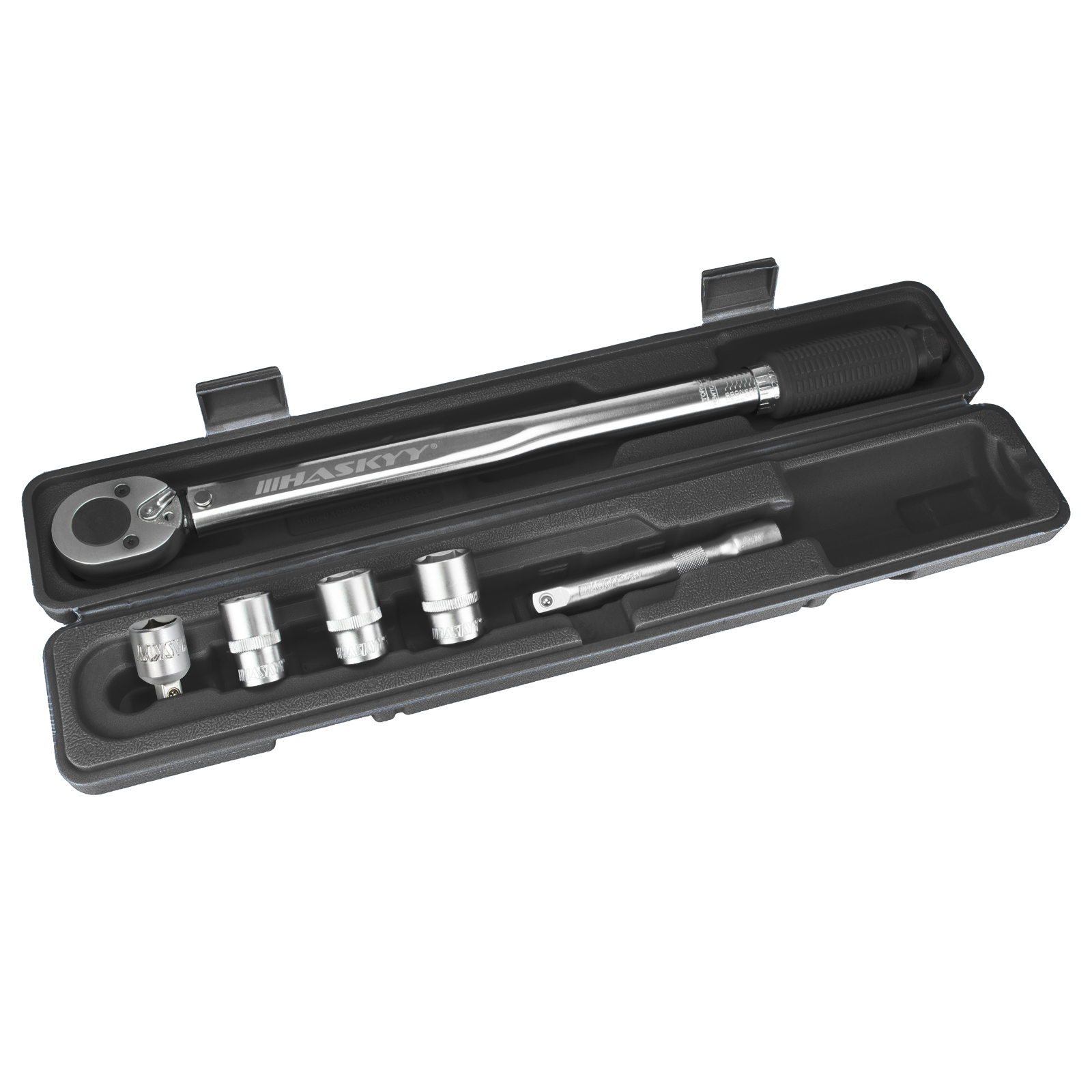 HASKYY Drehmomentschlüssel 1/2" 28–210 Nm inkl. Nüsse
