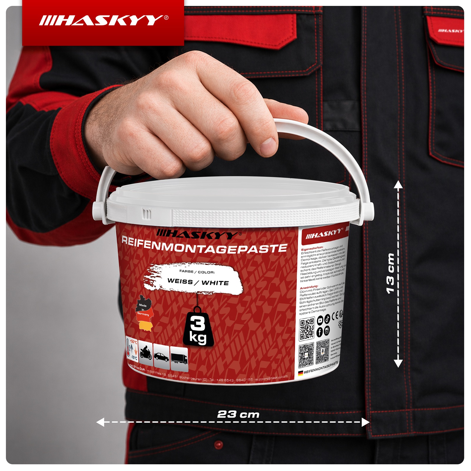 HASKYY Reifenmontagepaste 3KG WEIß Reifenmontierpaste Montagepaste Montagewax