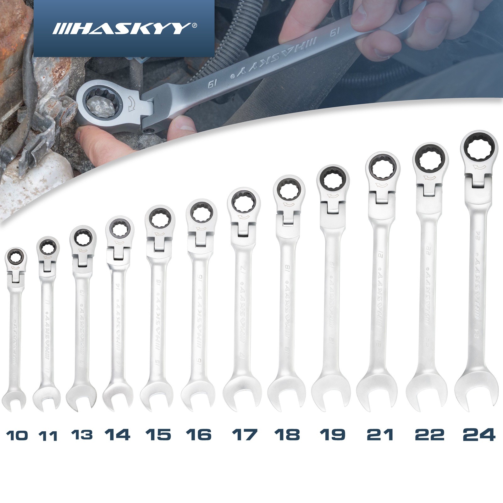 25tlg. Ring-Ratschen-Schlüssel SW 1/4"-1" SW 10-24mm Kombi Set metrisch+inch