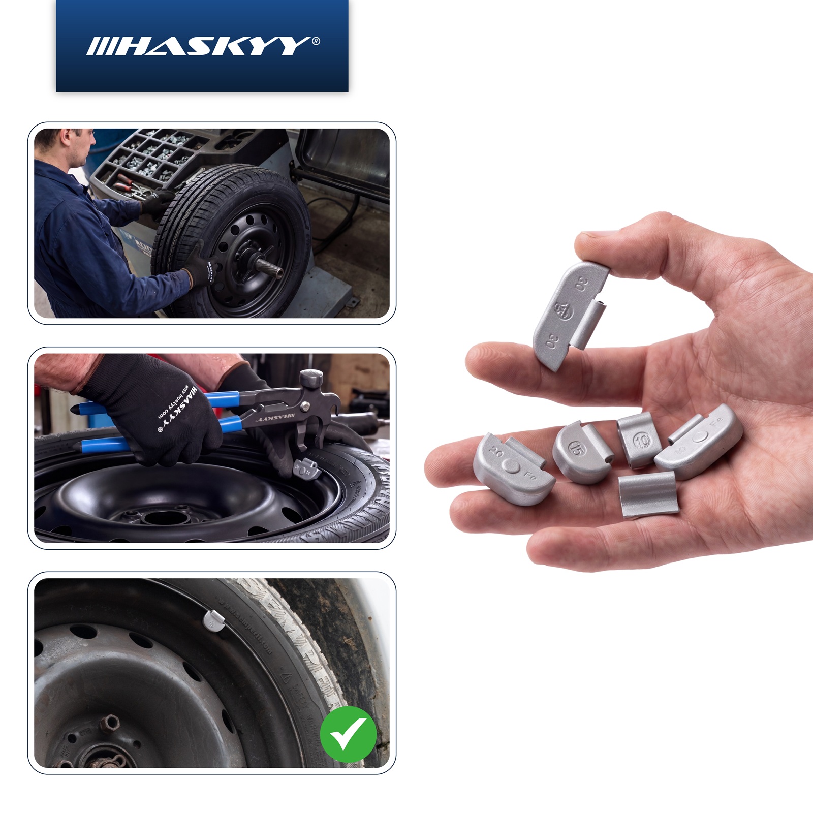 HASKYY 150 tlg. Schlaggewichte Auswuchtgewichte FE Stahlfelgen 5-30 g Silber