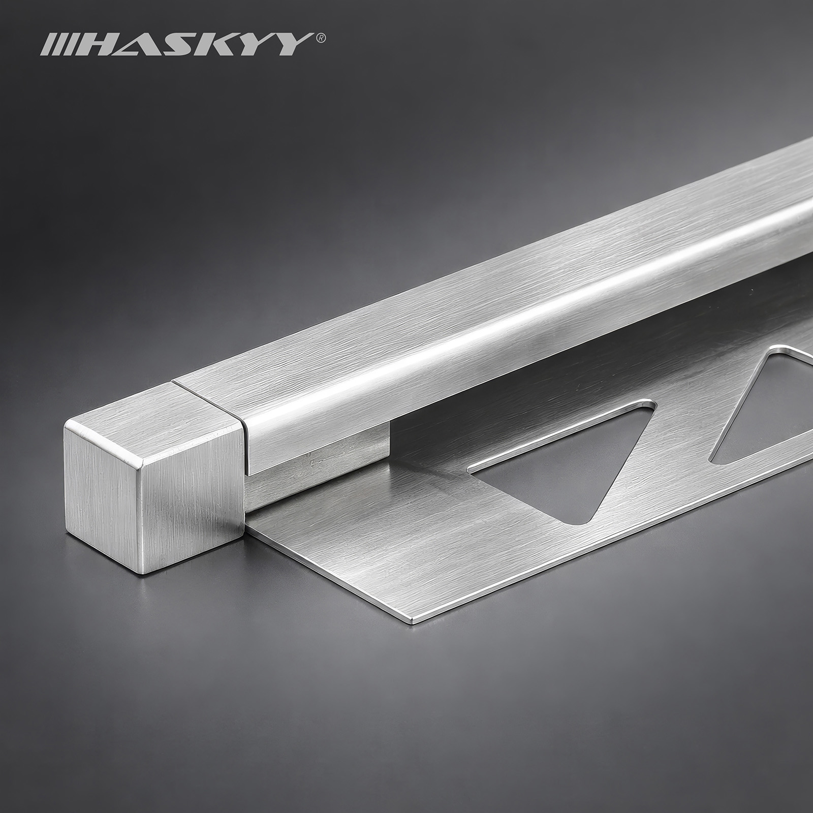 HASKYY Endstück für Fliesenschiene Quadratprofil – V2A Edelstahl gebürstet, 11 mm, Innen- & Außenecke, Fliesenprofil Abschluss