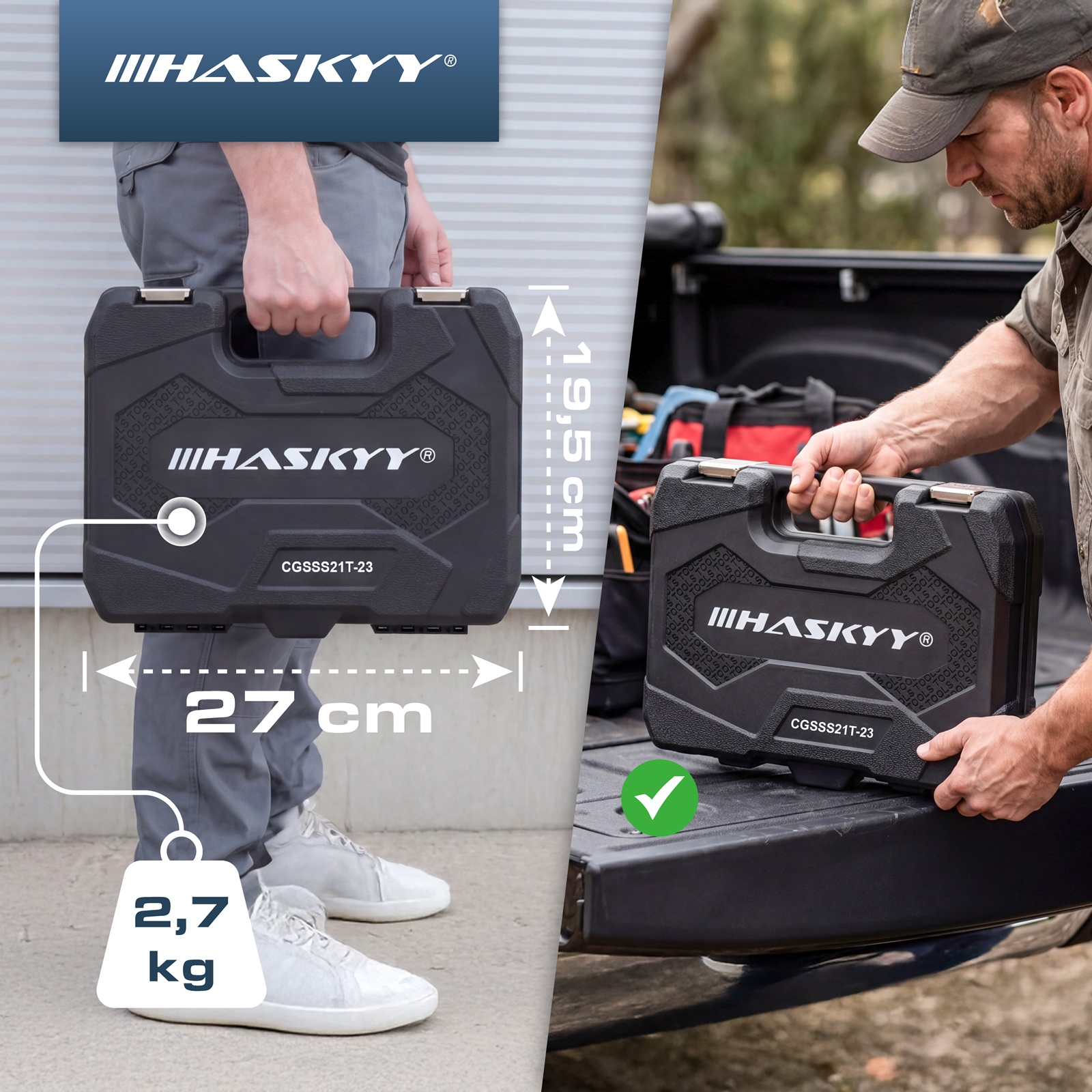 HASKYY Gearlock Vielzahn-Stecknuss-Set 21-tlg. XZN 1/2″ Antrieb 8-36 mm