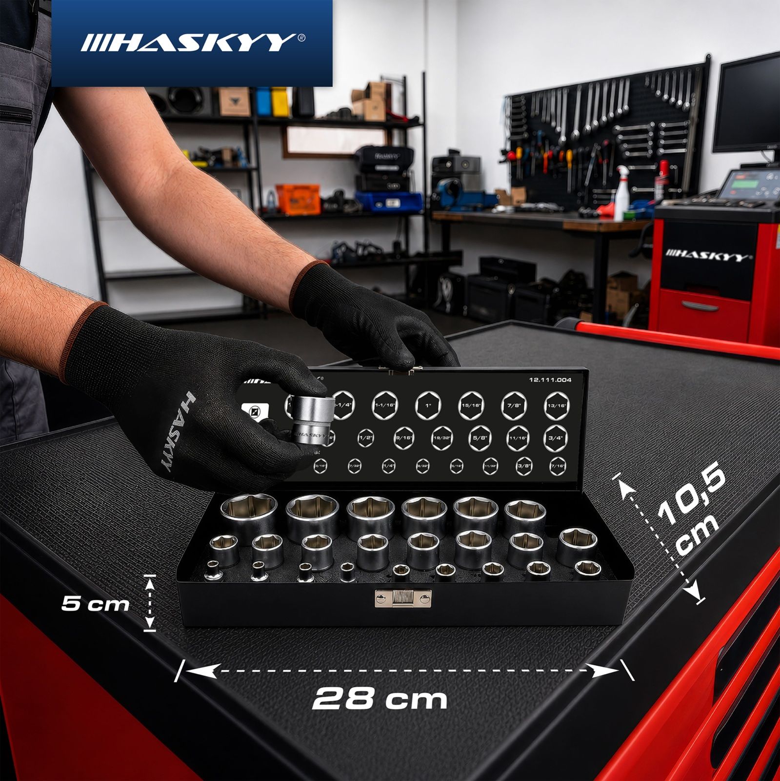 HASKYY 24-teiliges Stecknuss-Set Zoll (1/4″ & 1/2″ Antrieb) – 5/32″–1 1/4″